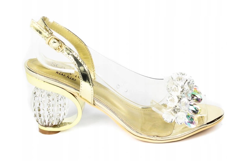 Scaviola silikonové sandály na podpatku h-06 gold r37