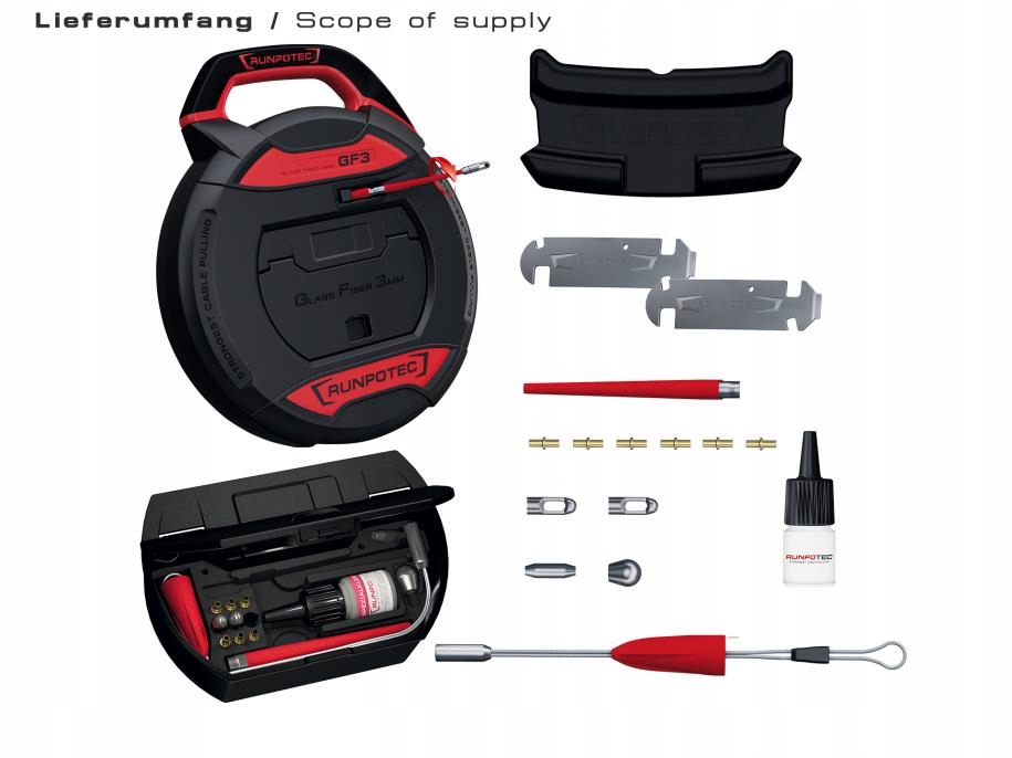 WŁÓKNO SZKLANE KASETA PILOT DO PRZECIĄGANIA KABLI STALKA RUNPOTEC 50m Stan opakowania oryginalne