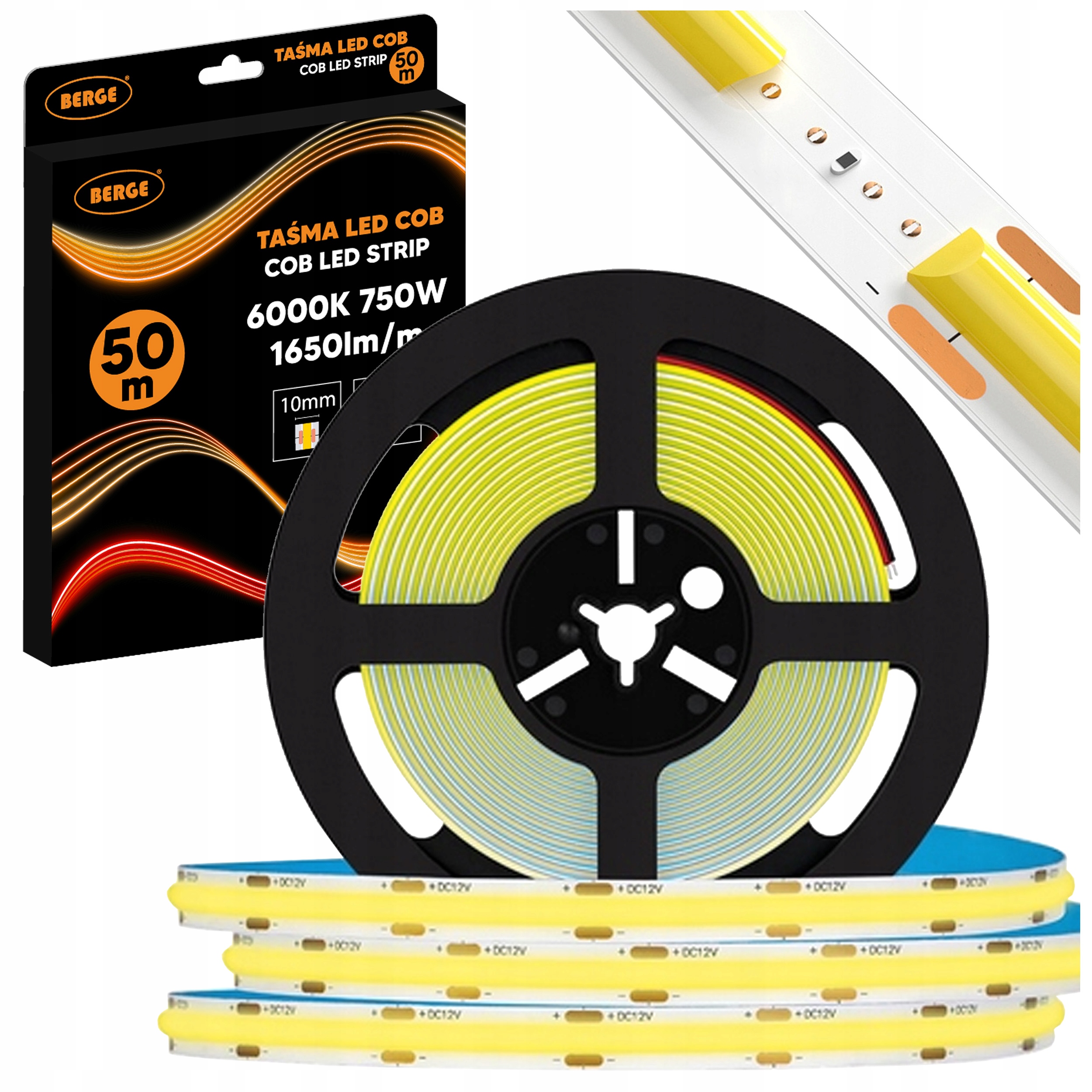 Led pásik 12V Cob 50 m 528 diód 15 W/m 1650 lm/m 6000K Profesionálny Premium