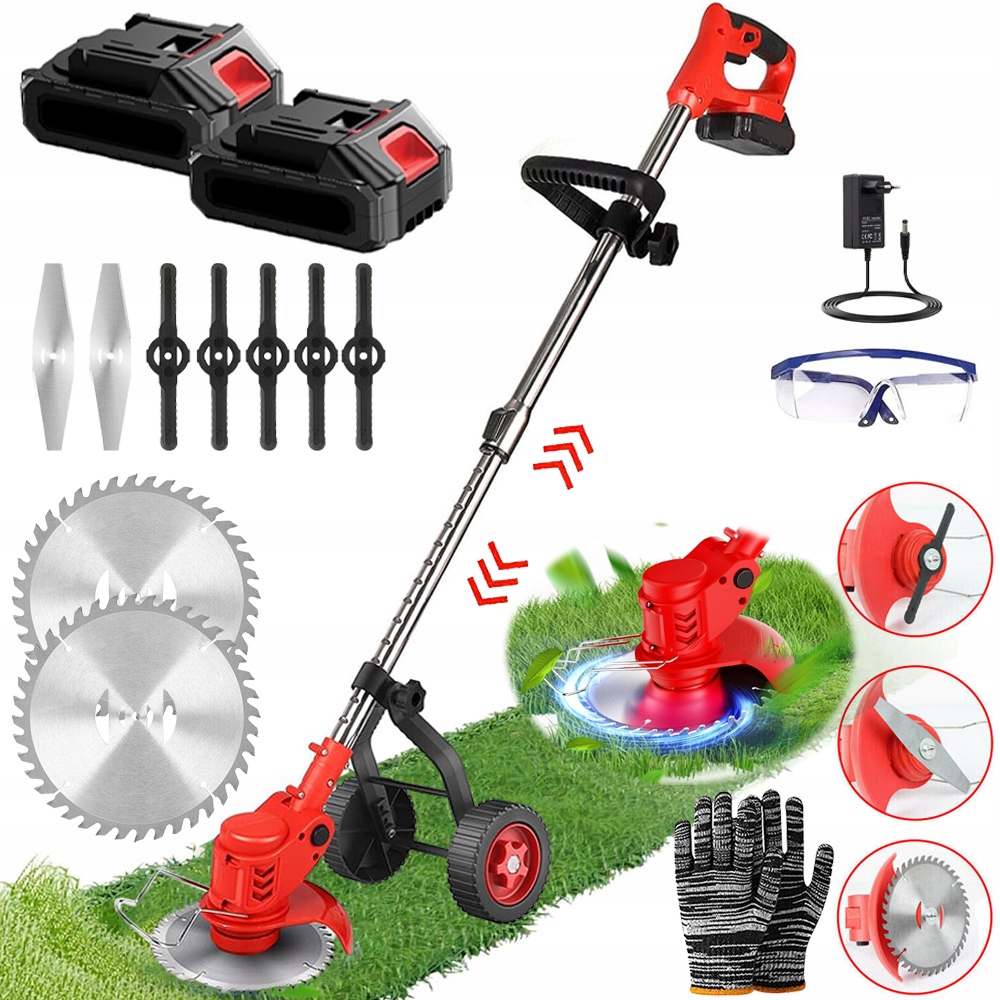 Akumulátorový Vyžínač Kosa Vyžínač Na Kolesách 2X Aku 21000RPM Sada
