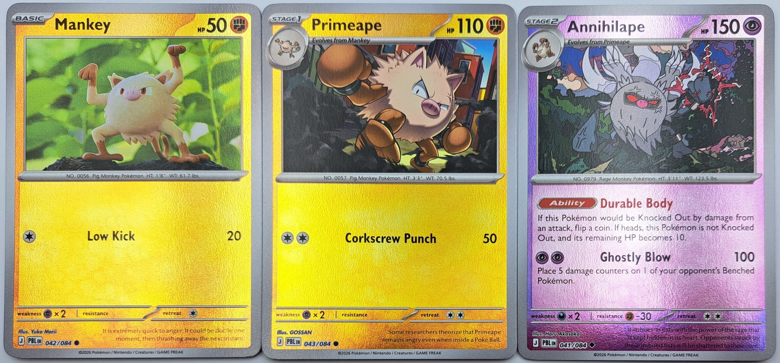 Pbl Reverse Mankey 42/84 Primeape 43/84 Annihilape 41/84 Pokemon