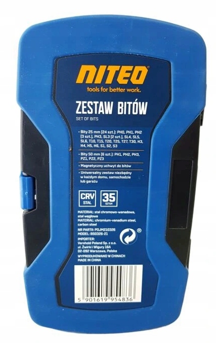 ZESTAW BITÓW NITEO TOOLS BS0326-21 35SZT Rodzaj zestaw