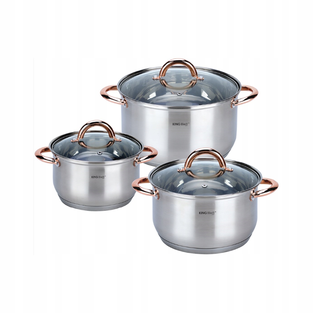 Sada hrnců 6 ks, barva růžové zlato, plyn, indukce KINGHoff