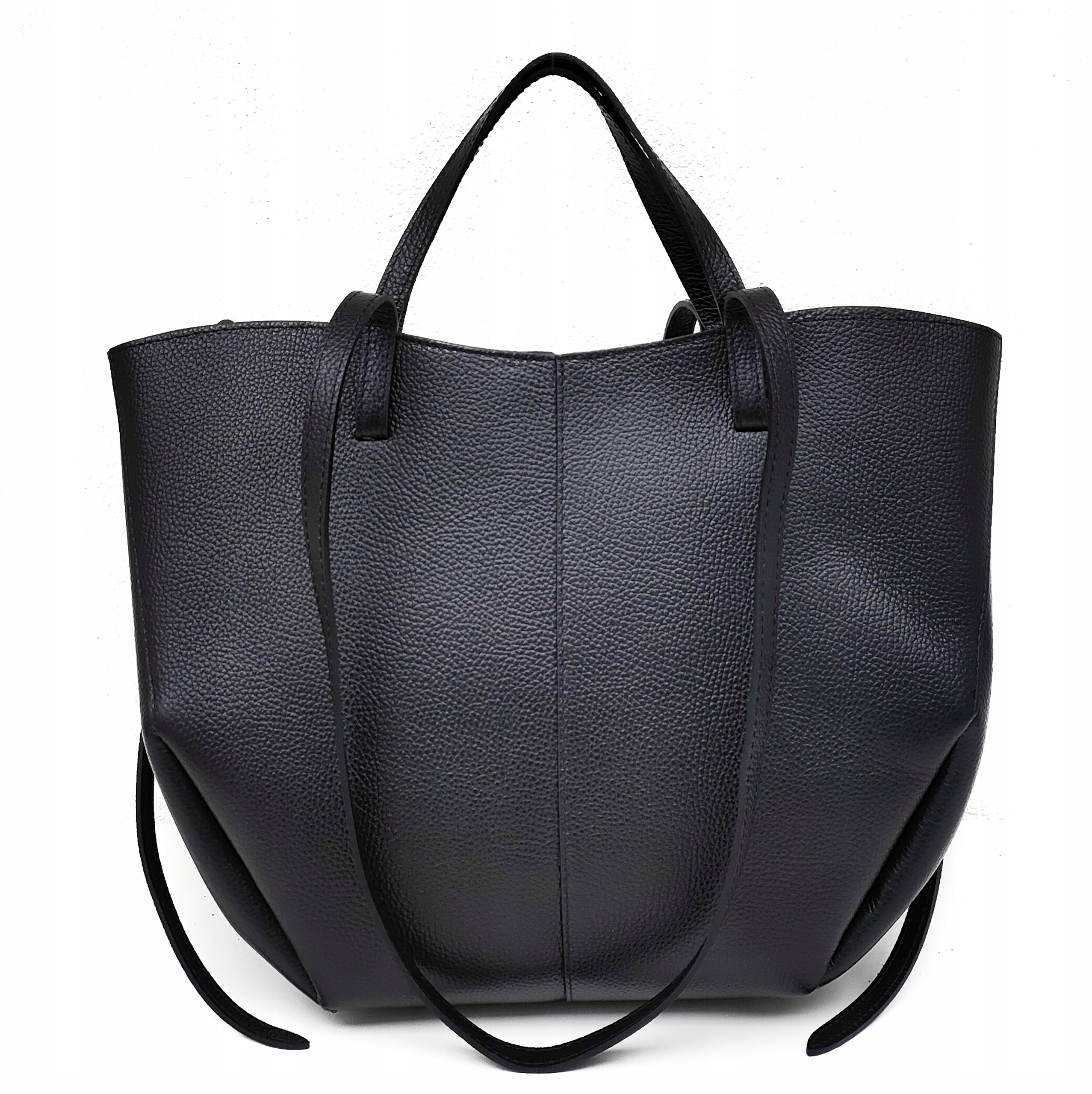 Kabelka shopper Vera Pelle přírodní kůže černá