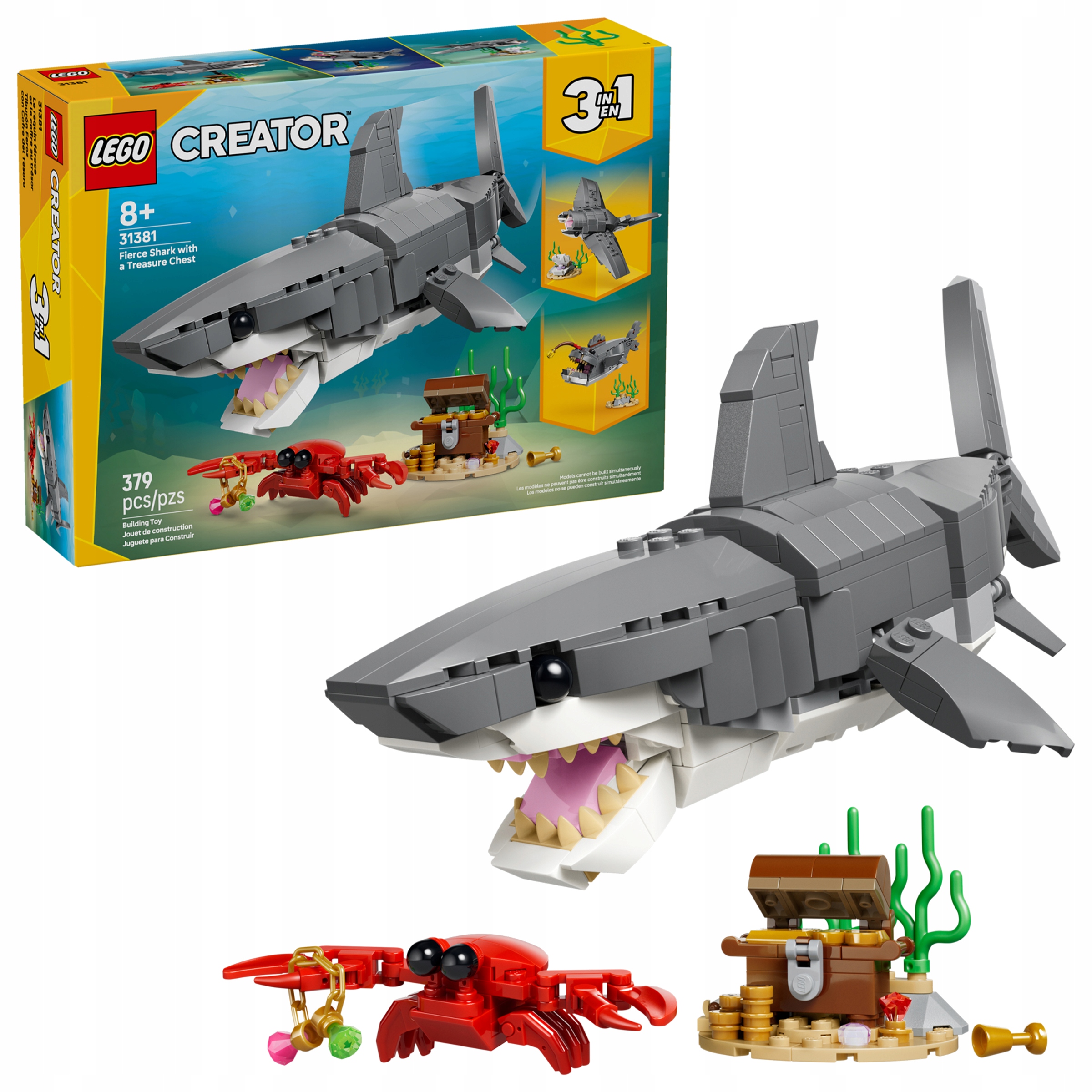 Lego Creator 3v1 31381 Hrozivý žralok a truhla s pokladem