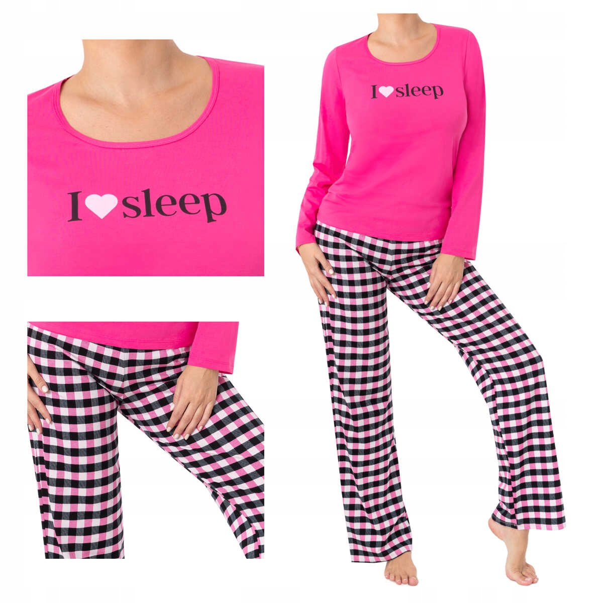 Donna Dámské bavlněné pyžamo s dlouhým rukávem Sleep long fuchsiová barva 2XL