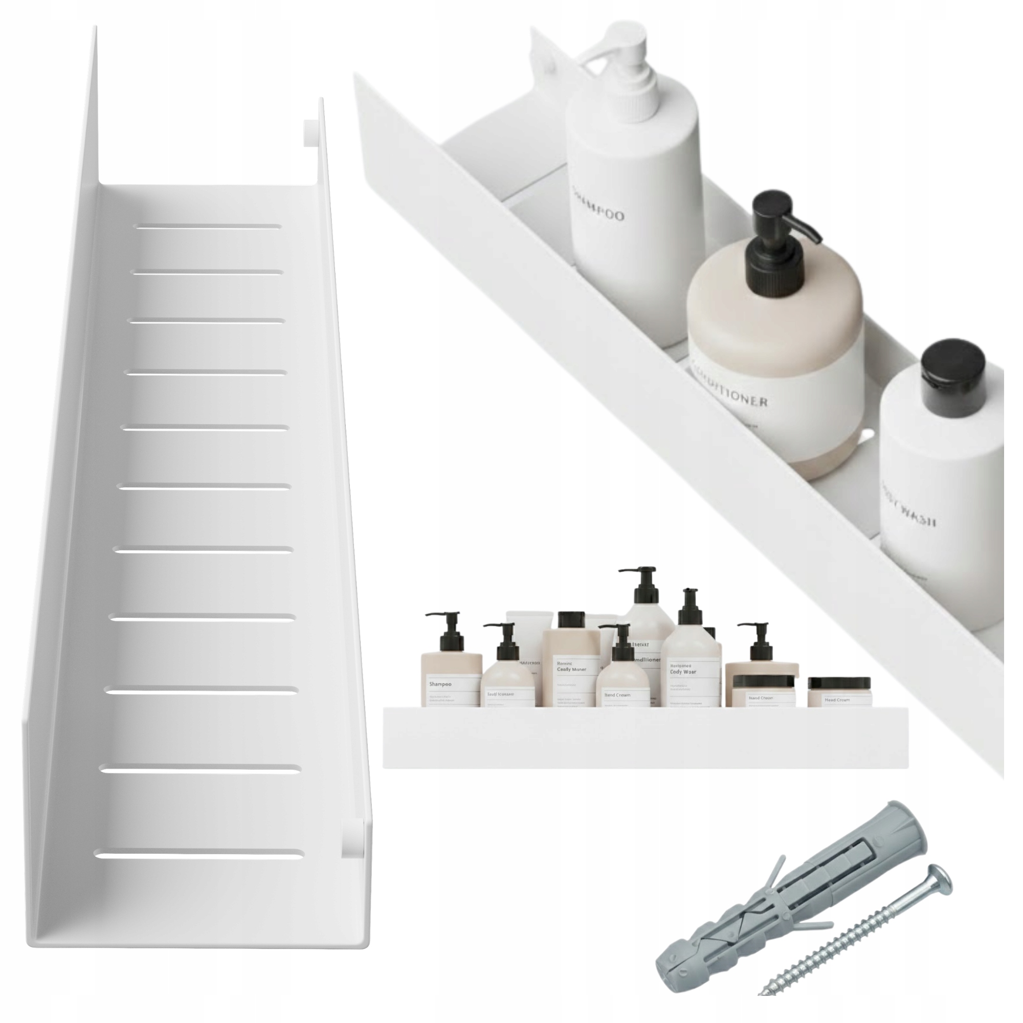 Sprchová police do koupelny kovová závěsná nástěnná Novaro bílá 60