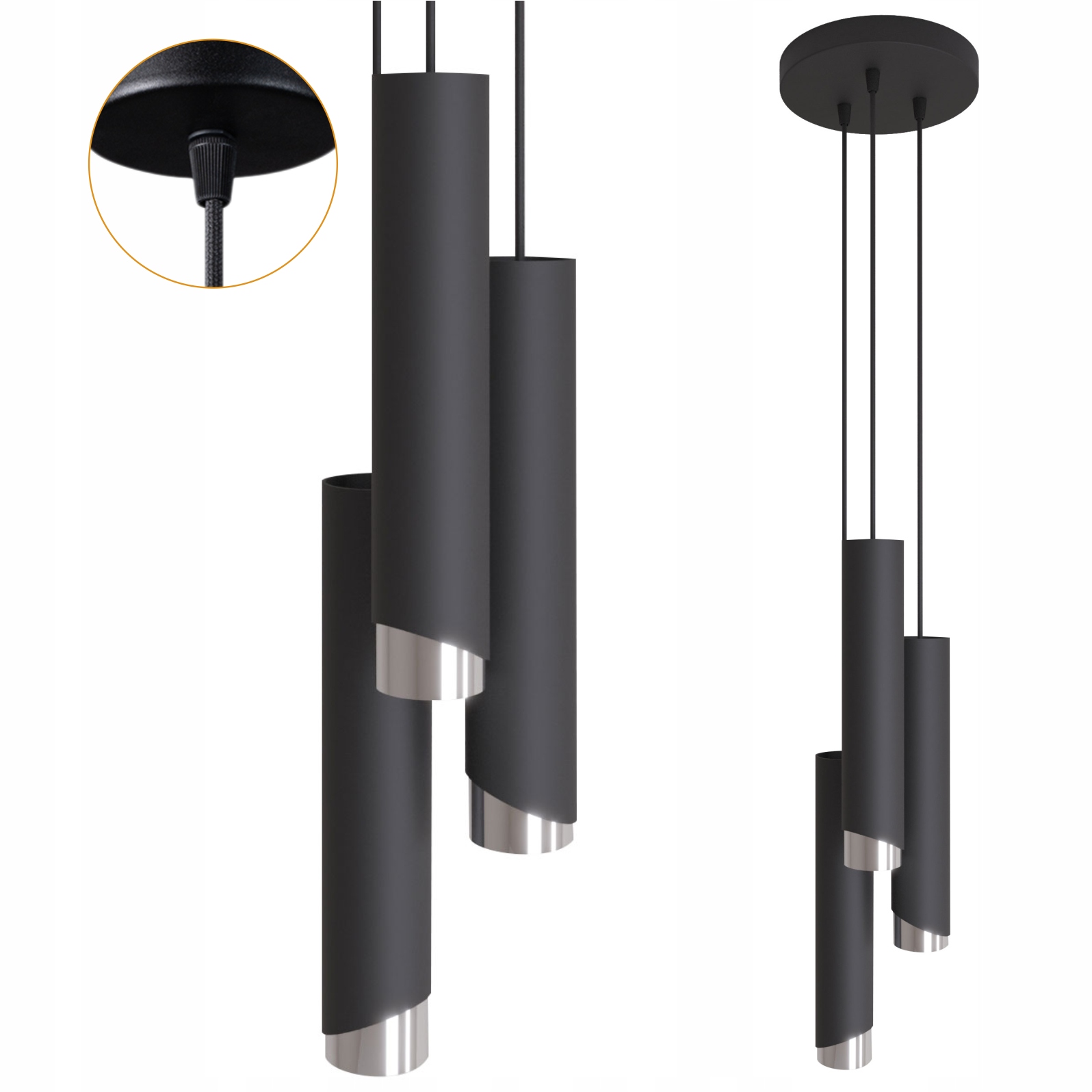 Bodová Stropná Lampa Závesná Moderná Loft čierna strieborná Luster