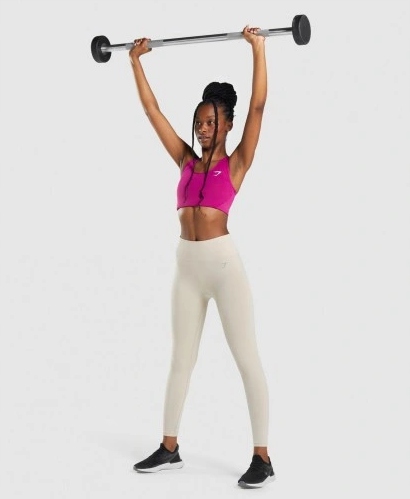 GYMSHARK LEGGINSY SPORTOWE DŁUGIE GŁADKIE BEŻOWE M 0Z3E4_B* Marka Gymshark