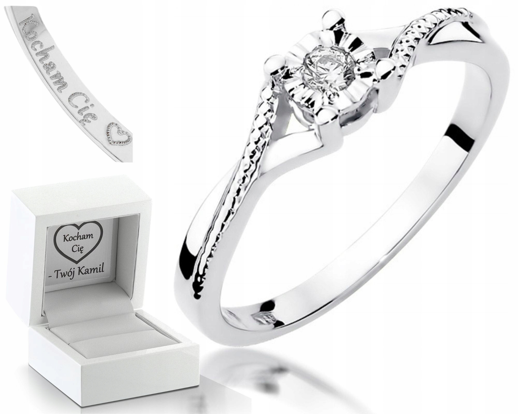 Diamantový Prstýnek Brylant 0,08 Ct Gravírování