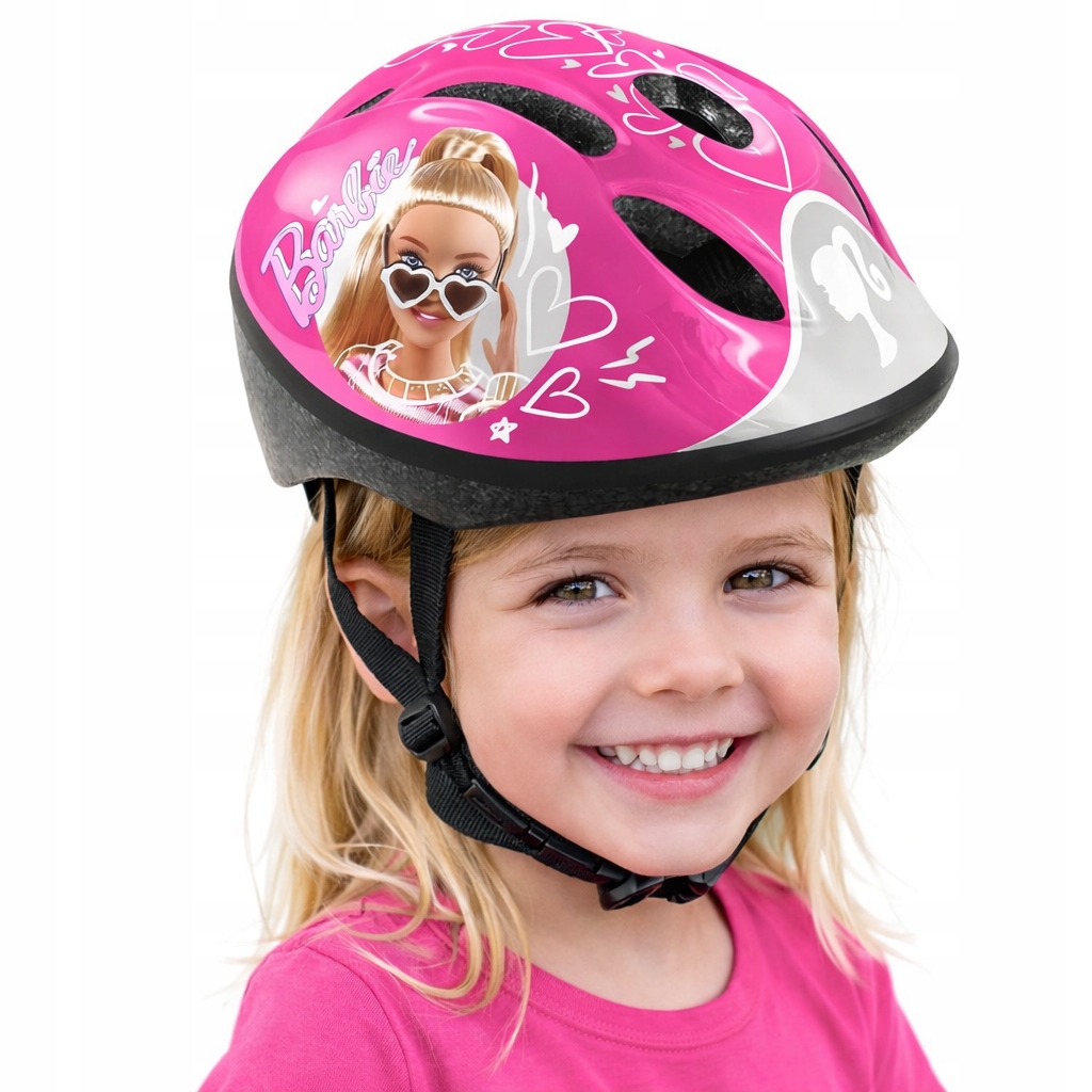 Kask rowerowy dziecięcy Barbie różowy lekki rozmiar S (53-56 cm)