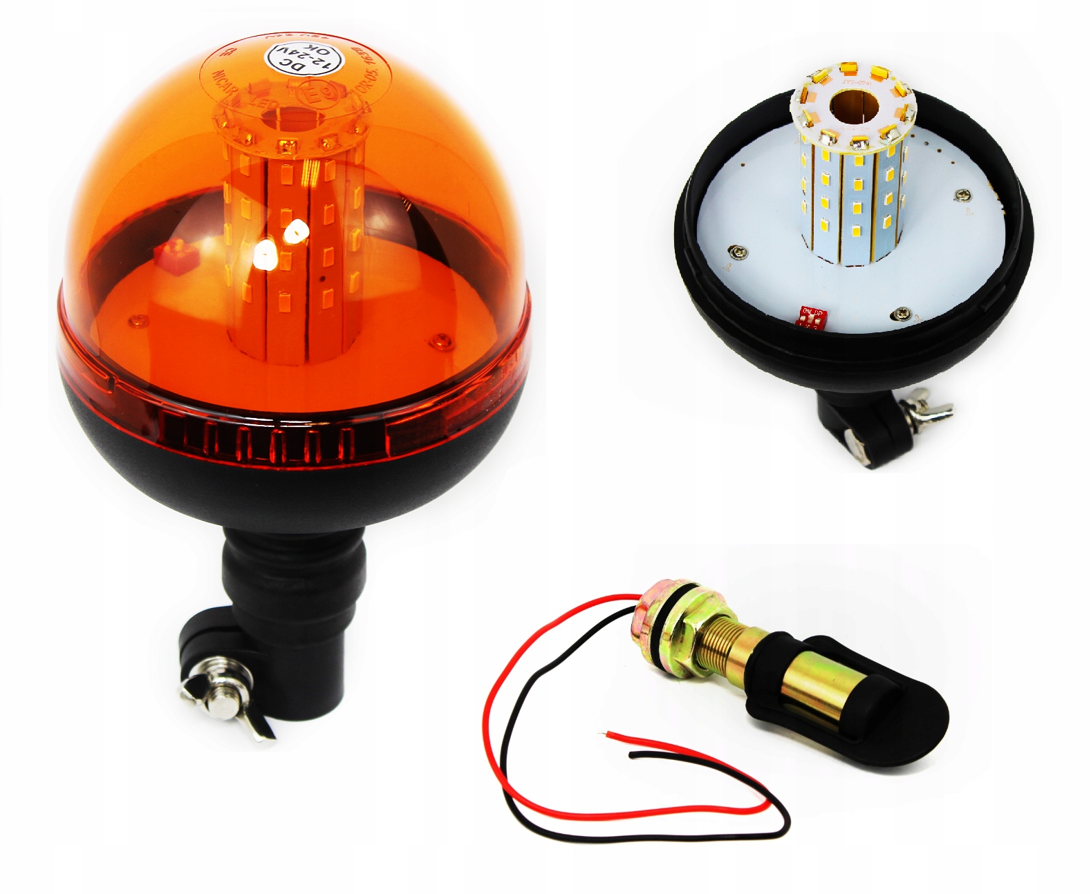 LAMPA OSTRZEGAWCZA LED 12 24V TRZPIEN NA GWINT