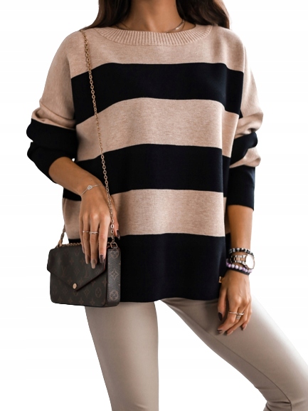 

Cocomore Sweter Pasy Ciemny Beżowy Czarny New