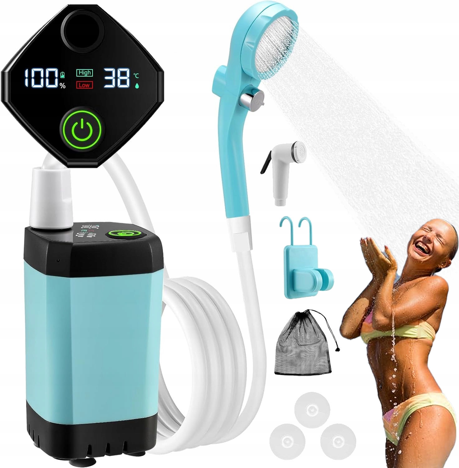 Prysznic Turystyczny Usb Pompka Elektryczna Przenośny Do Kempingowy 6000MAH