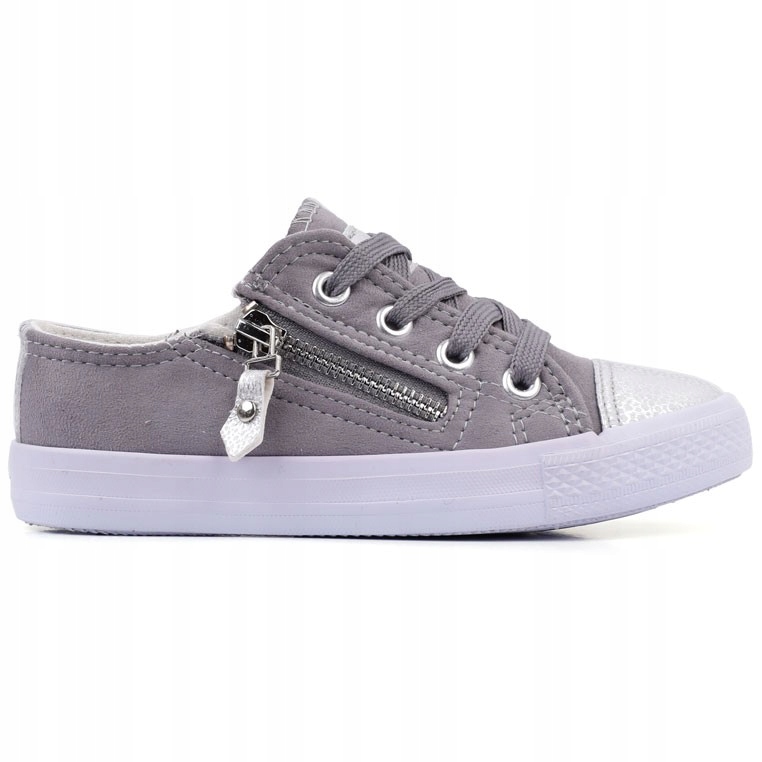 

Szare Trampki Dziecięce Tenisówki Suwaki