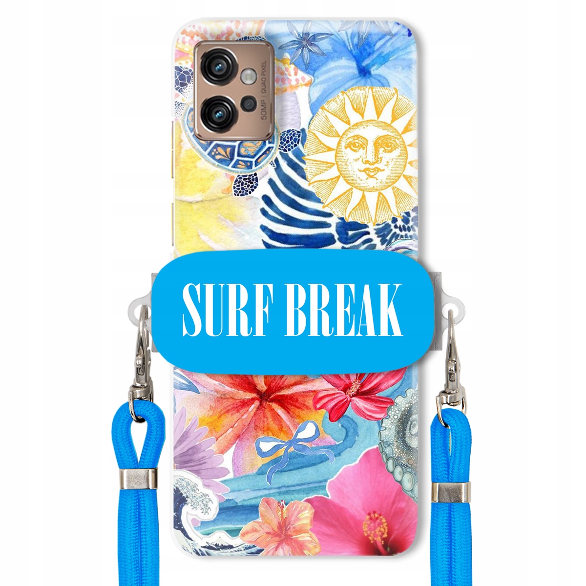 Puzdro pre Motorola G32 Modré Crossbody vodítko držiak Surf Break Lata