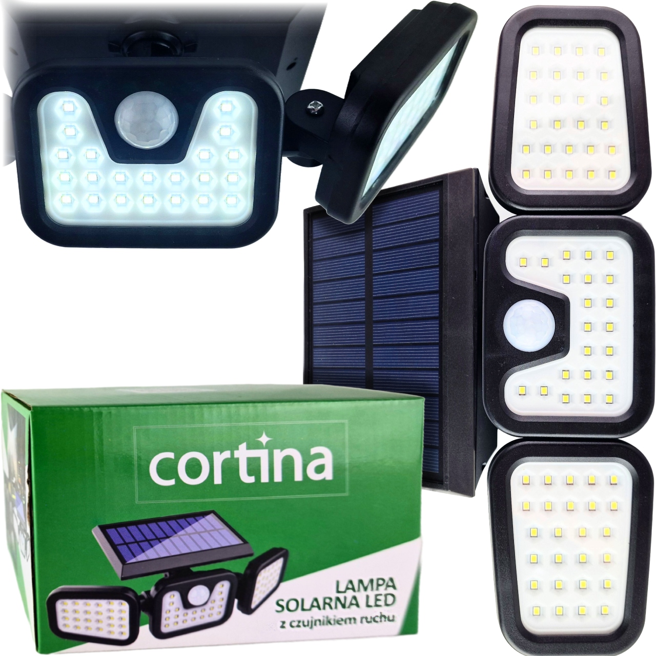 LAMPA SOLARNA Z CZUJNIKIEM RUCHU MOCNA PANEL SOLARNY 74LED IP65 ŚWIECENIA Stan opakowania oryginalne