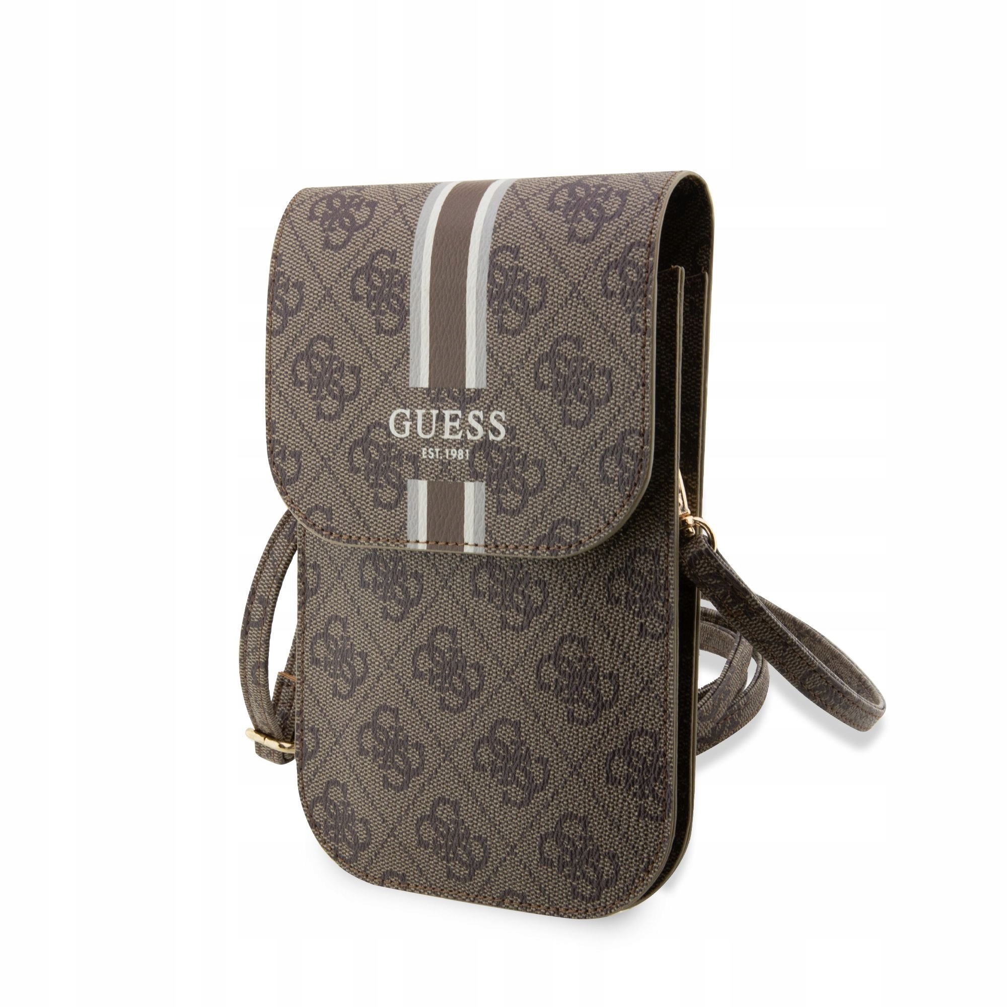 Guess 4G Stripes crossbody kabelka na telefon (hnědá)