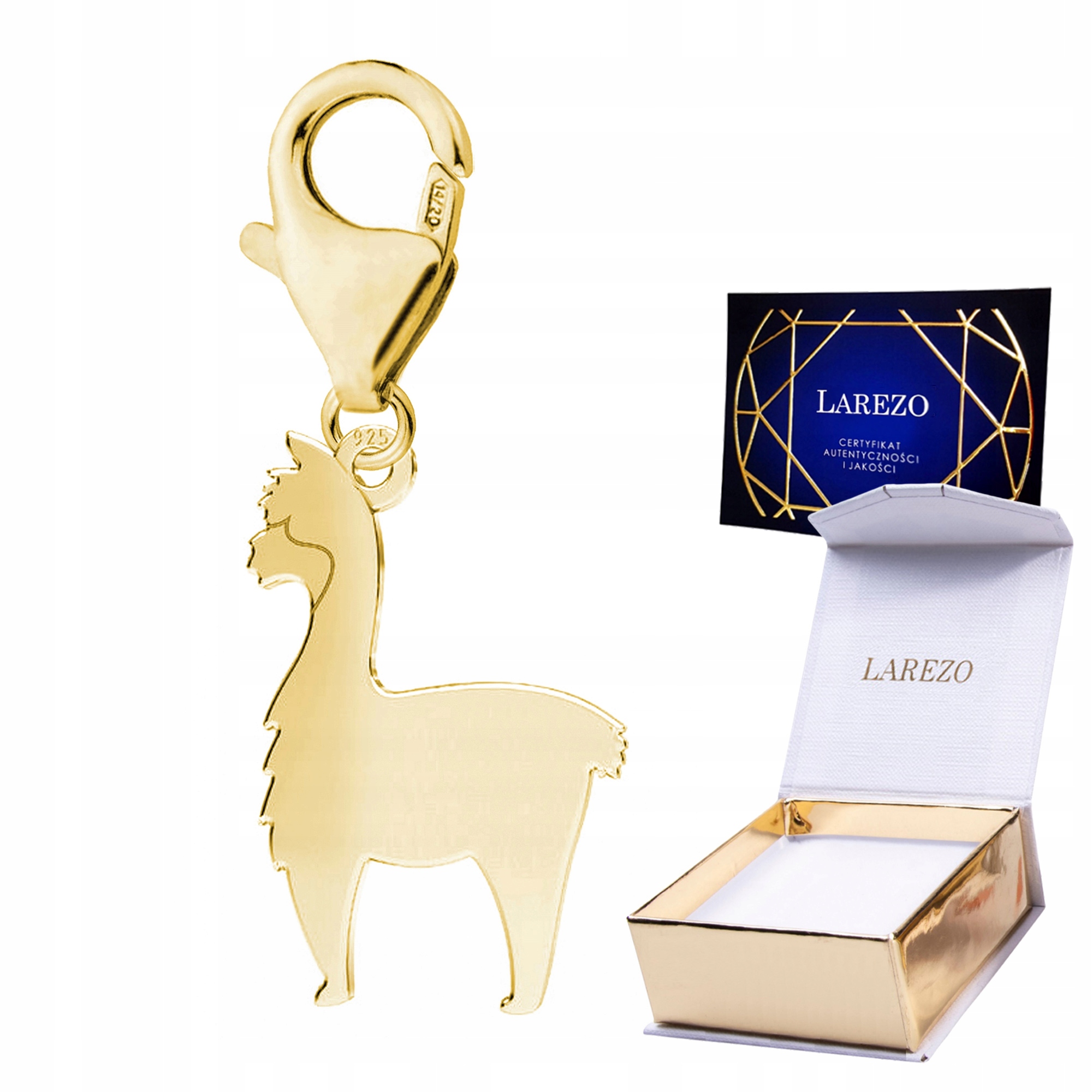 Zlatý Závěs Závěsný pozlacený plech s Alpakou Lamou Zvíře stříbro 925
