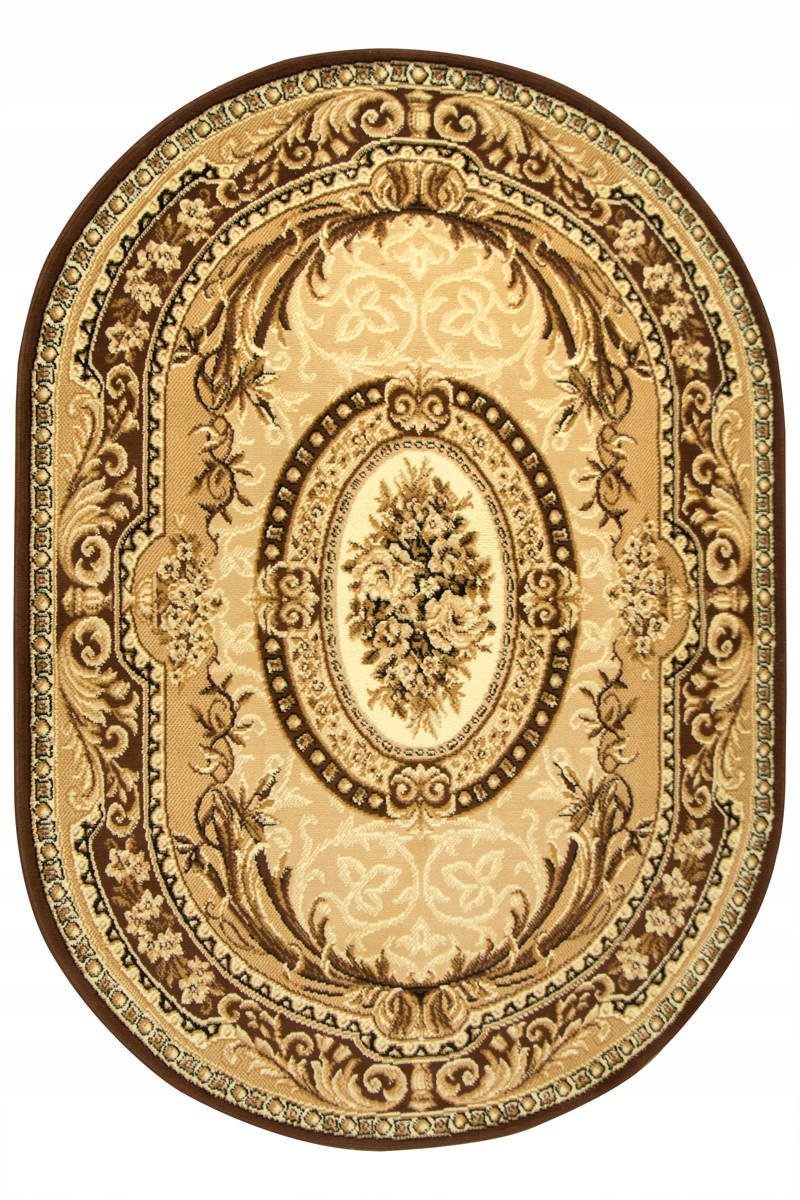 

150x300 cm Owalny Dywan Gold Beż Brąz Do Salonu