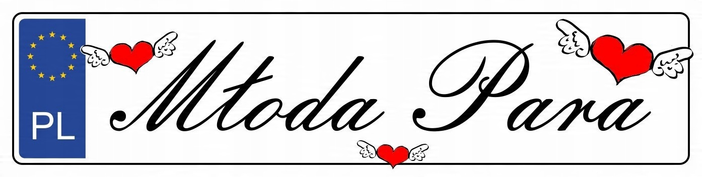 

Tablica rejestracyjna dla młodej pary.