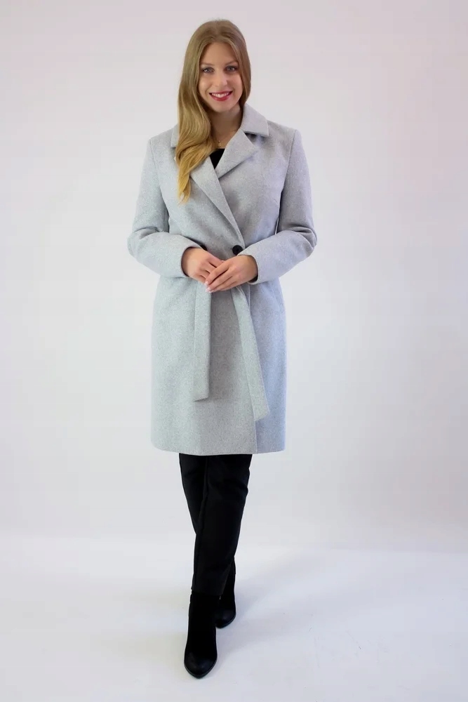 Elegantní kabátek s páskem popelavá 3XL