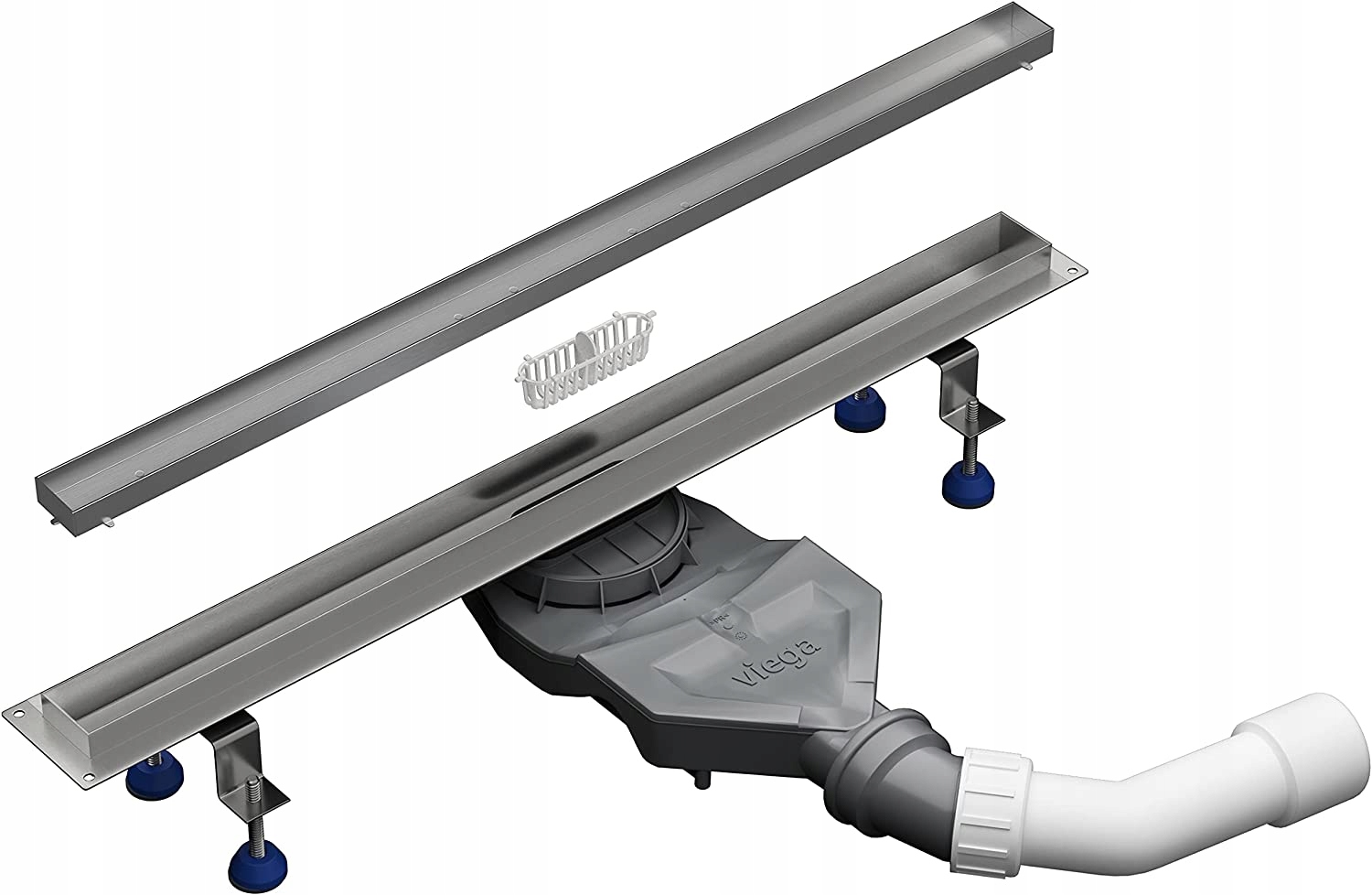Aquabad odpływ liniowy do płytki 70 cm stalowy Slim wąski z syfonem Viega
