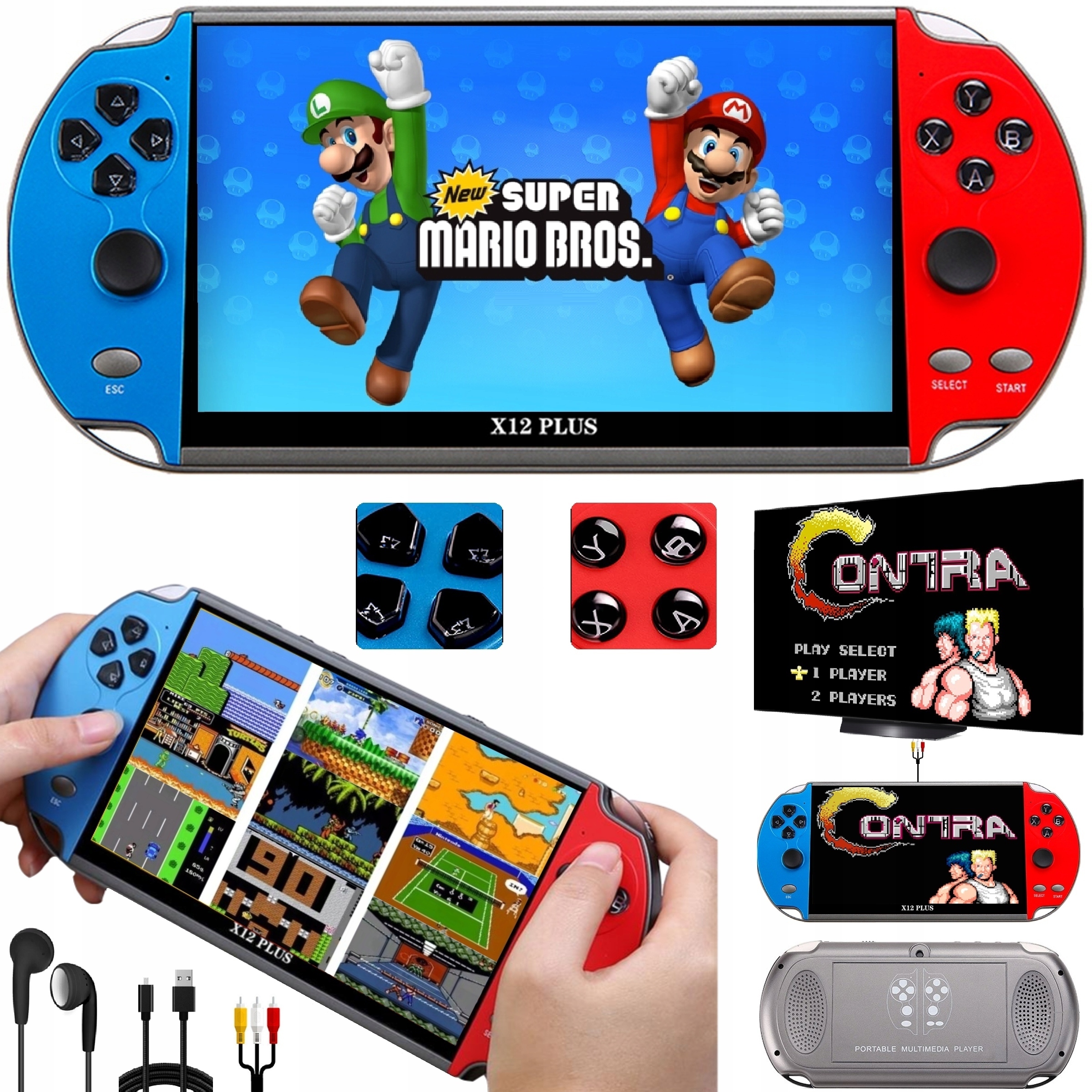 KONSOLA DO GIER X12 PLUS 7cal PRZENOŚNA 3000 GIER Producent iLogic