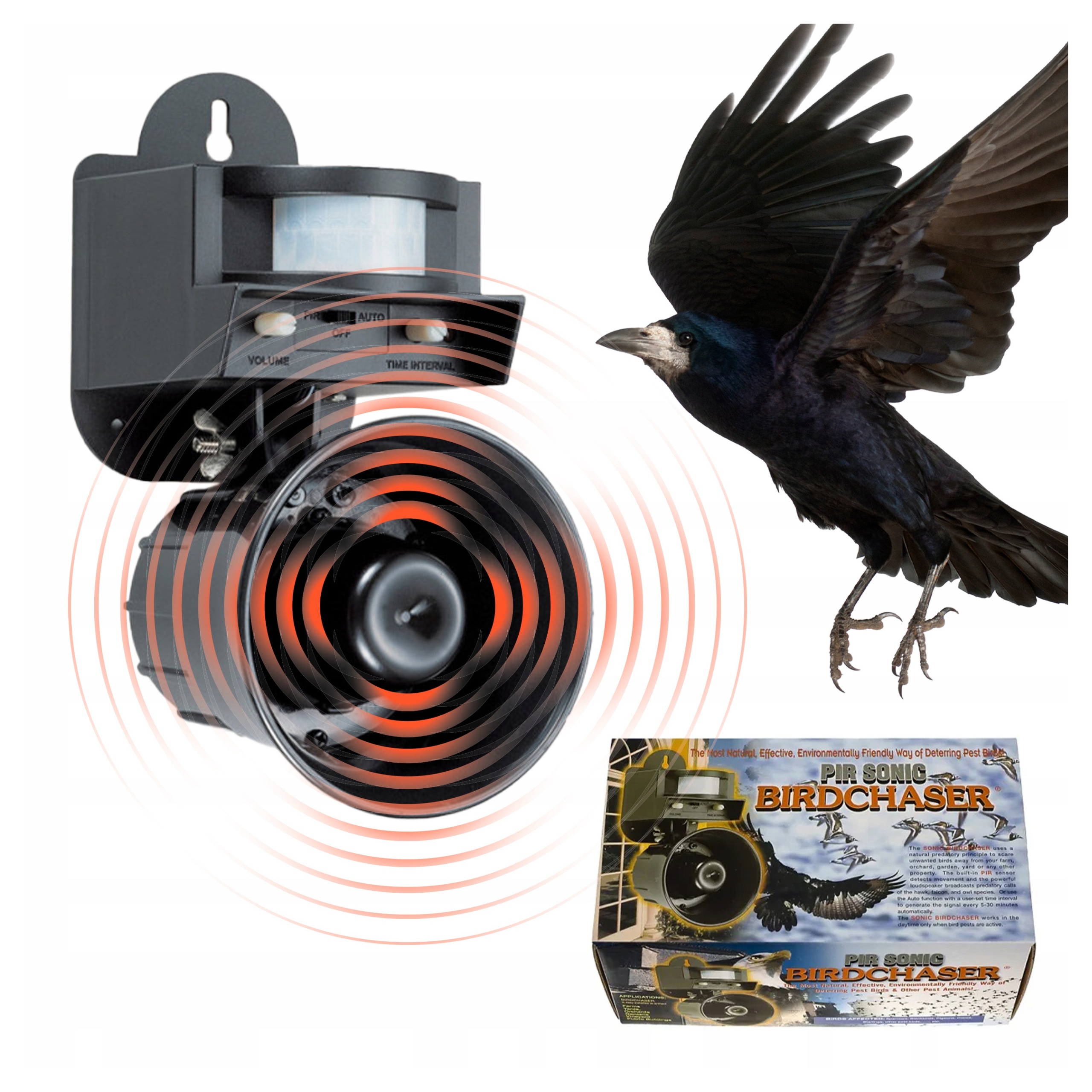 Dźwiękowy Odstraszacz przeciwko ptakom na ptaki Leaven LS-2001 Duży zasięg