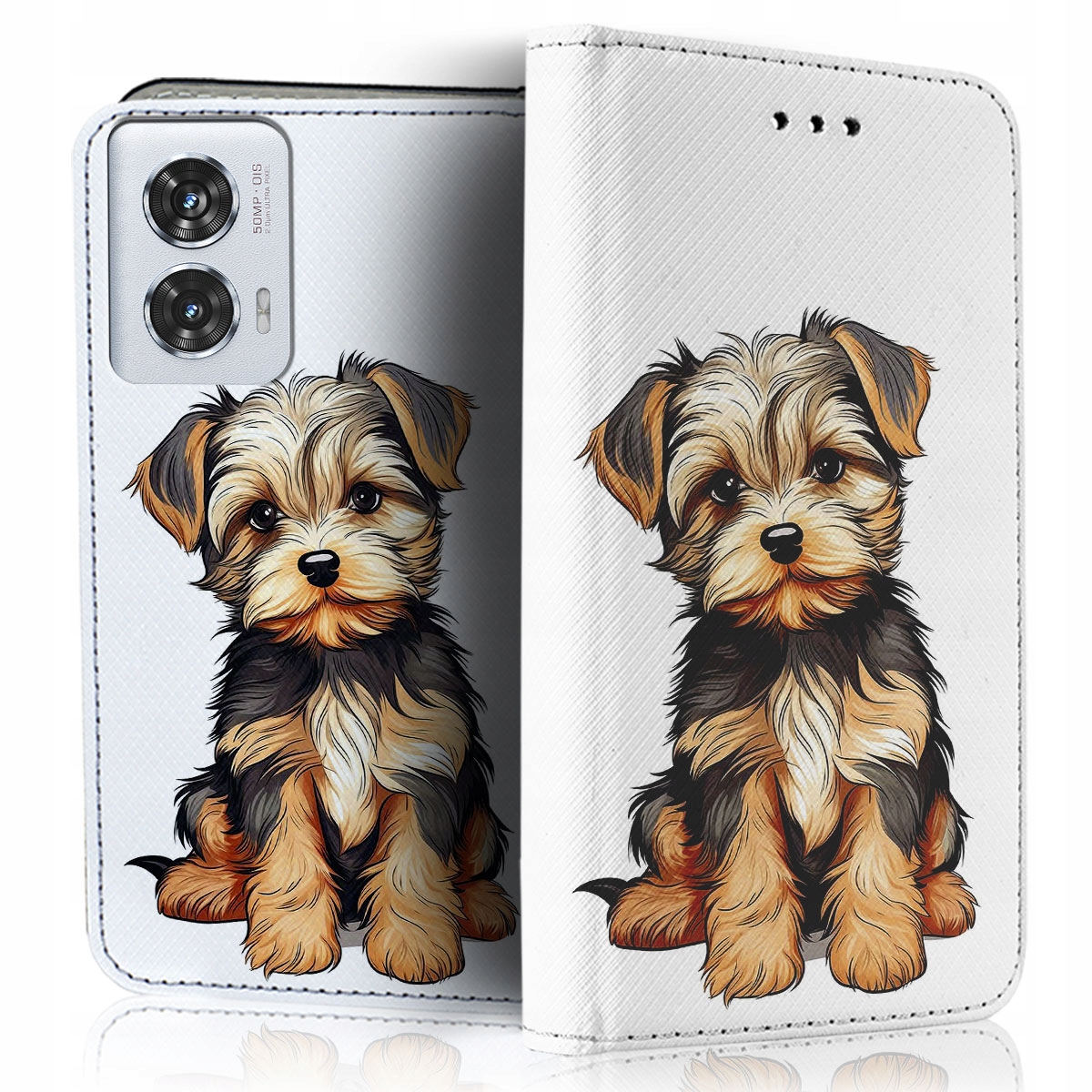 ETUI Z KLAPKĄ NA TELEFON MOTOROLA EDGE 50 FUSION CASE PORTFEL WZORY SZKŁO