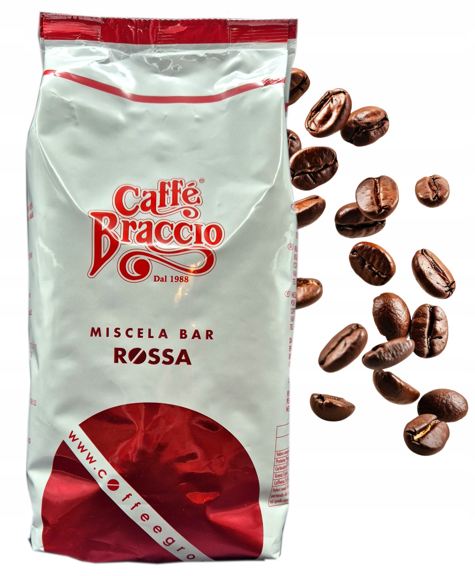 Kawa Ziarnista do ekspresu 1kg Arabica/Robusta Włoska Caffe Braccio Rossa