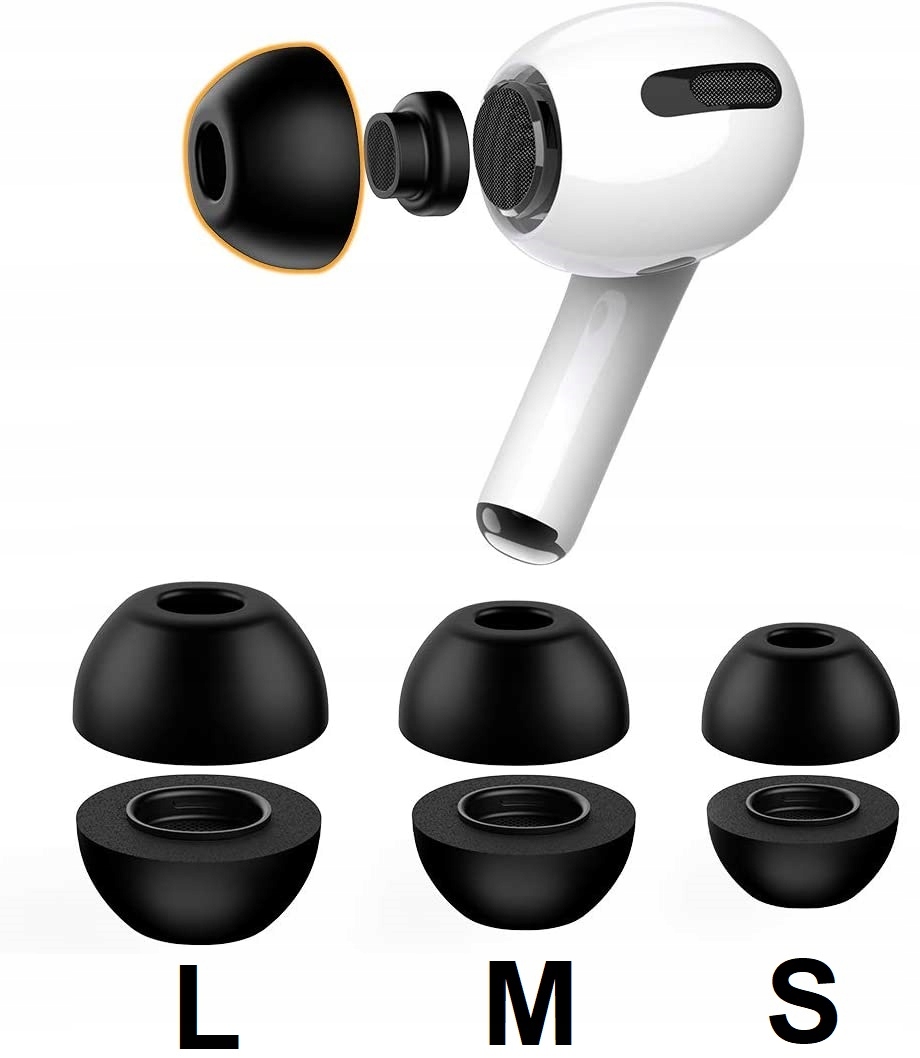 

Czarne Nakładki Gumki Airpods Pro Komplet S M L