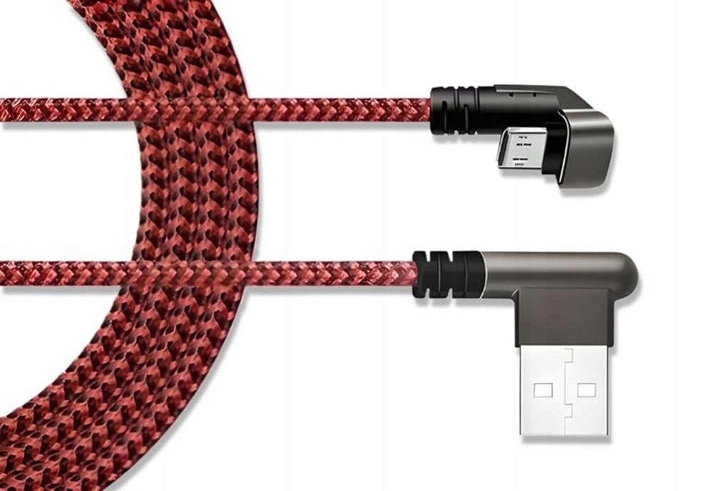Przyłącze wtyk micro USB na wtyk USB A 0,8m kątowe