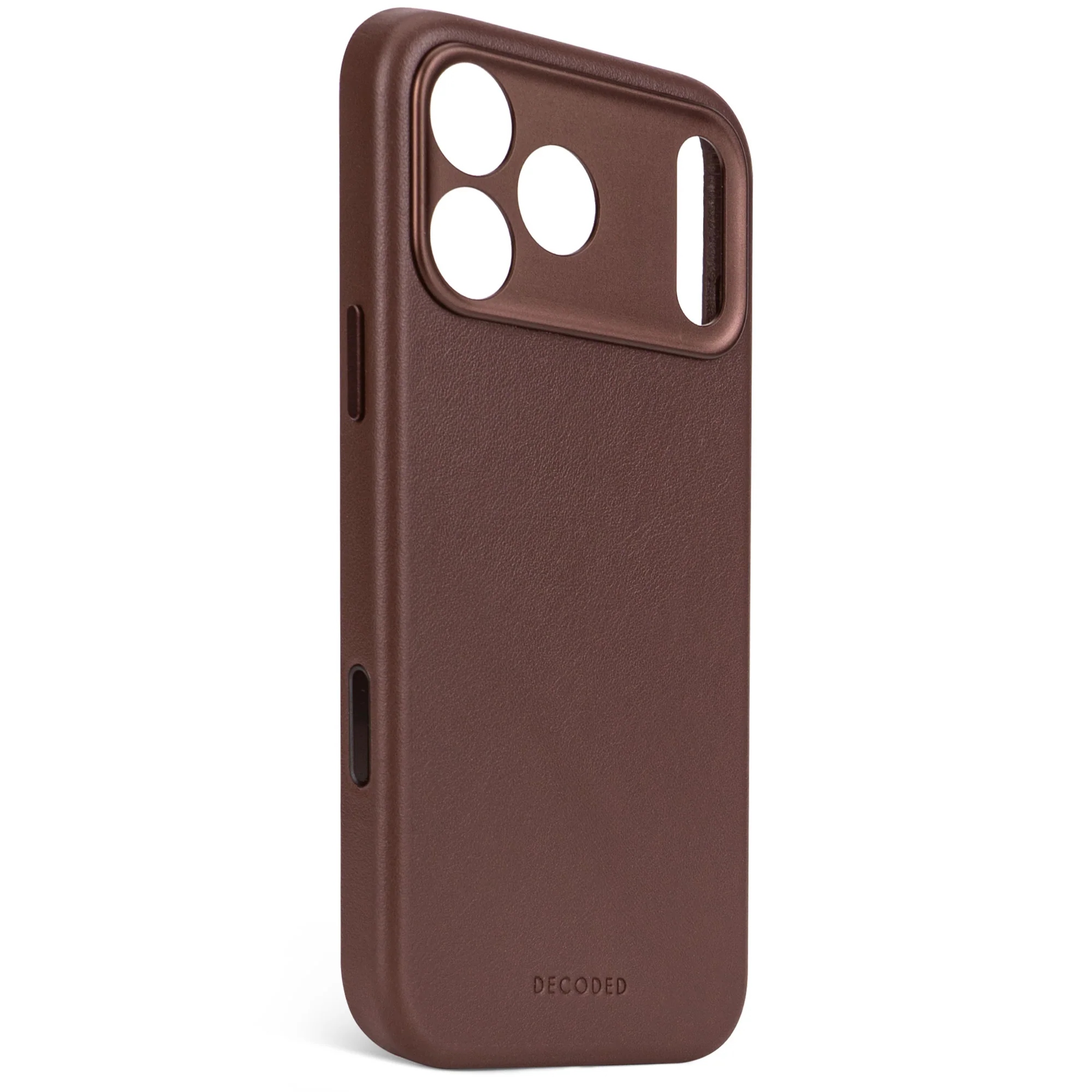 Kožené pouzdro Decoded , zadní kryt silný kryt pro iPhone 17 Pro, hnědá