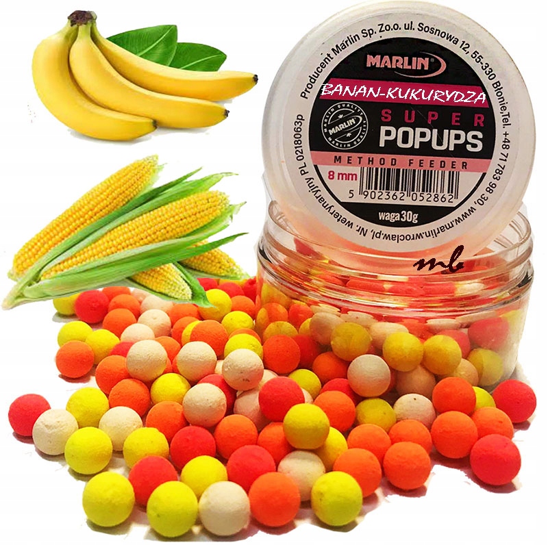 Kulki Proteinowe Pop Ups MIX 9-10mm 30g Banan Kukurydza WrocłaW