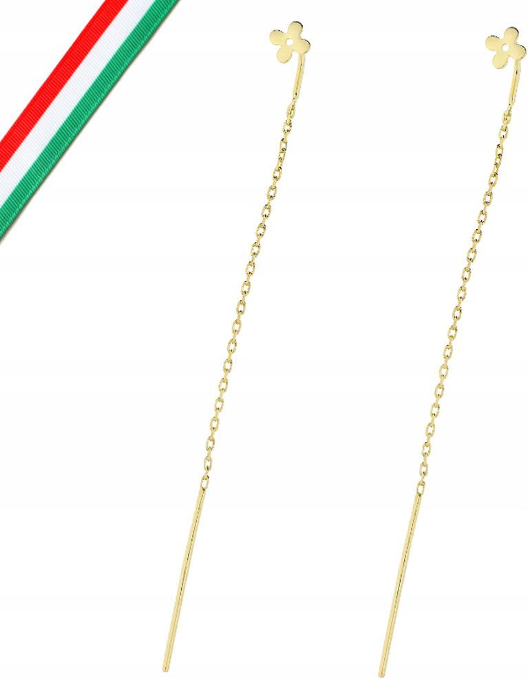 Zlaté náušnice 585 s provlékacím hladkým jetel na anketě jako dárek 14k