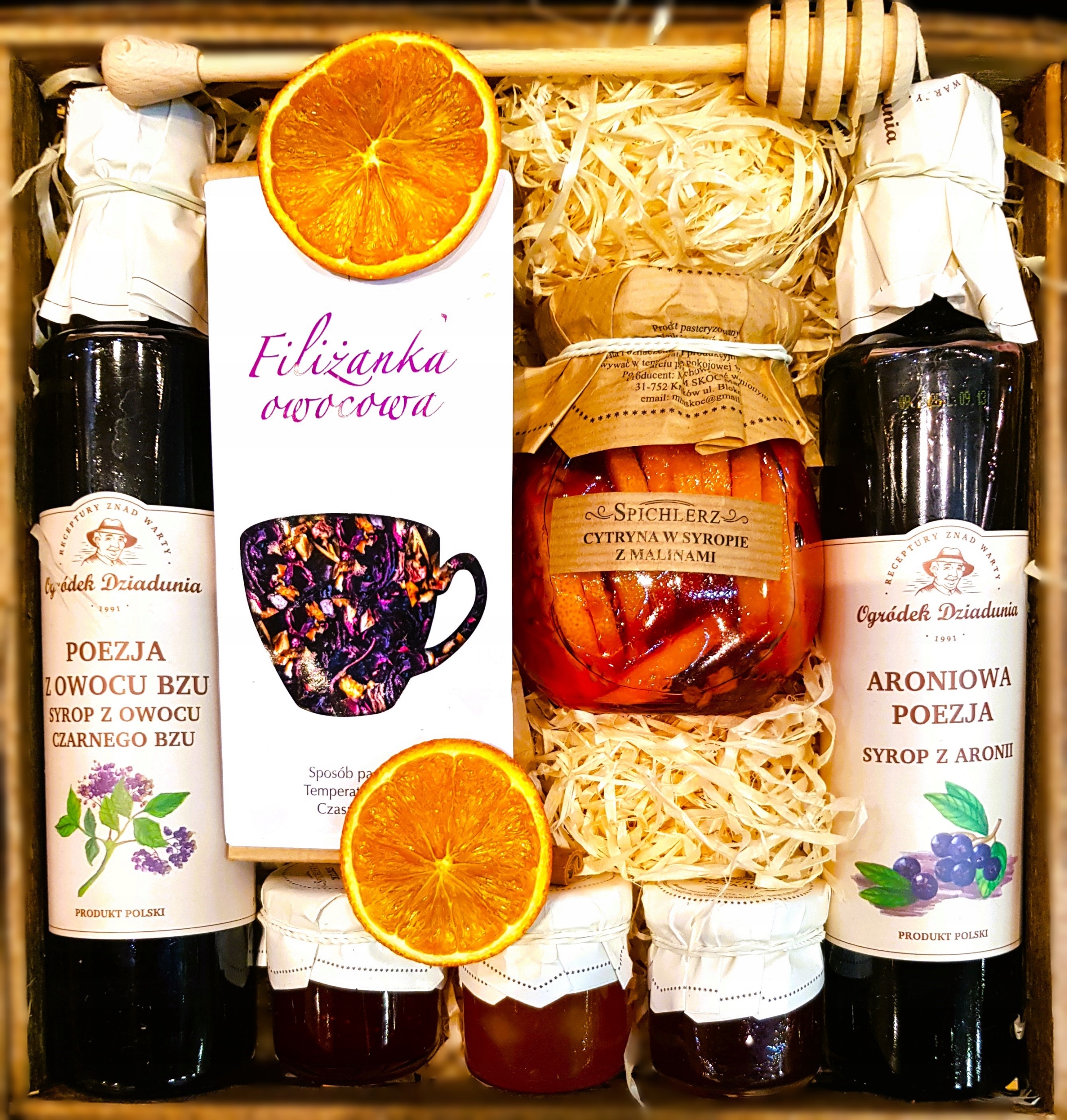 Dárkový Koš Dárek Dárkové Balení Čaje Med Malinový Sirup Citrony