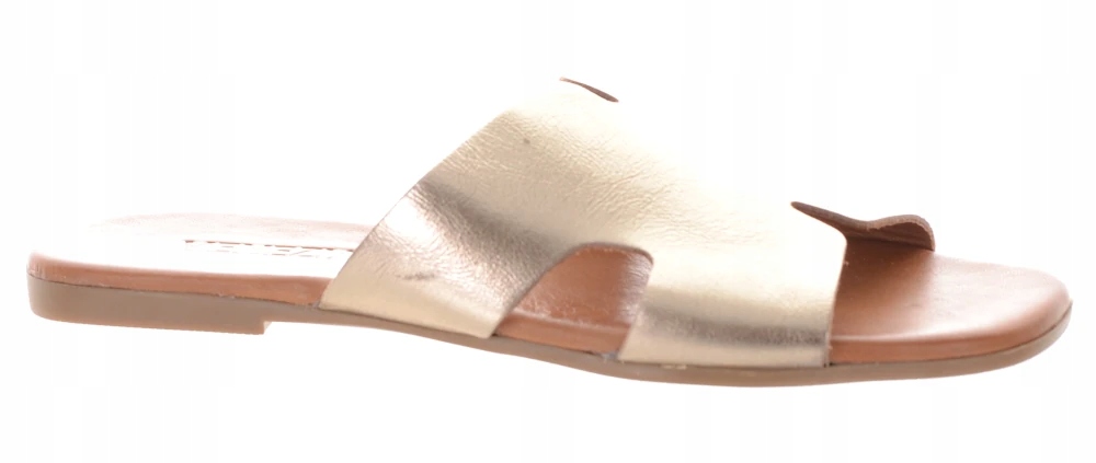 Venezia zlaté dámské nazouváky ploché kožené pro každodenní nošení z kůže 37