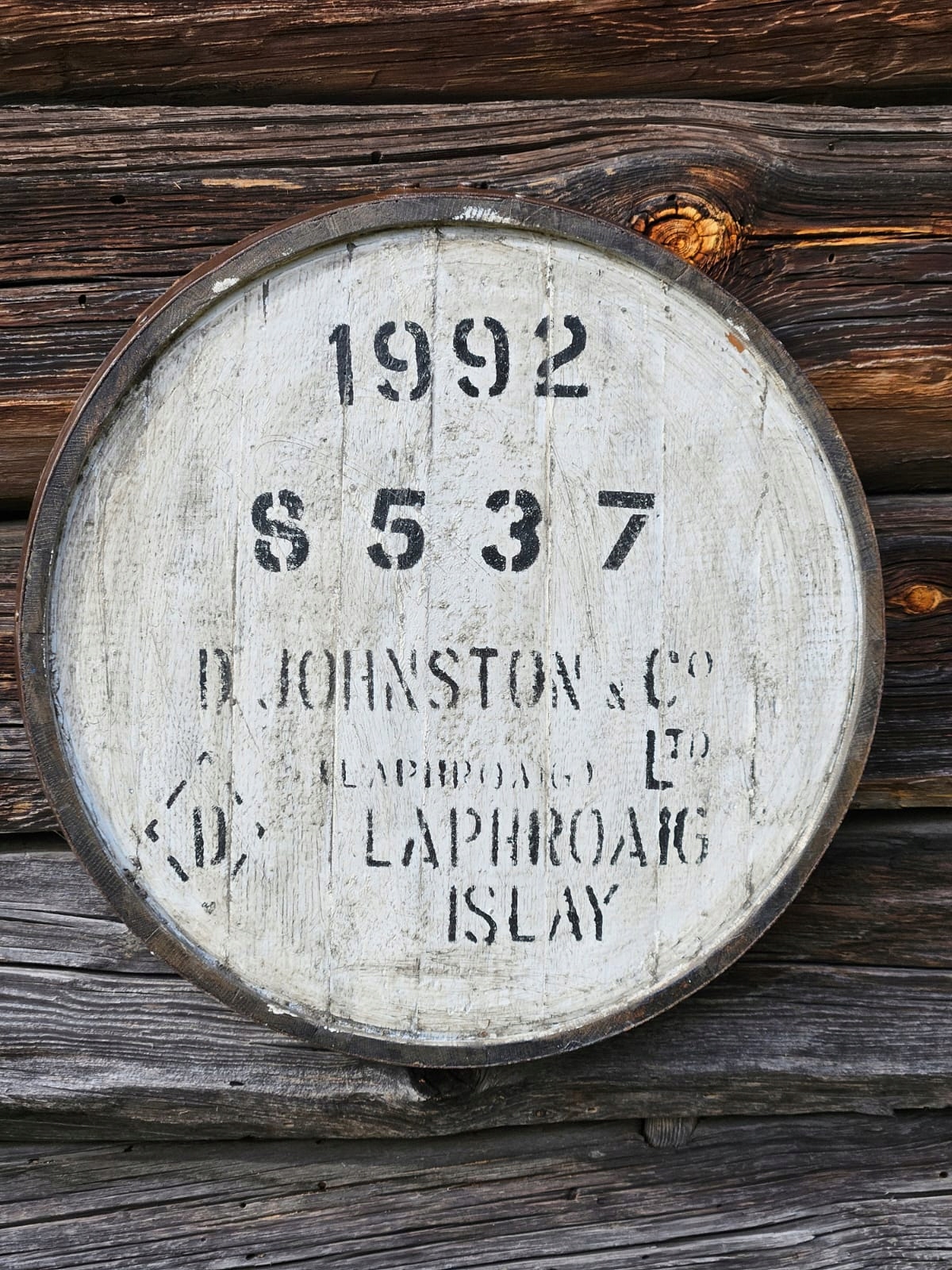 Deka ze sudu od skotské whisky Laphroaig 1992 Bílá s obroučkou