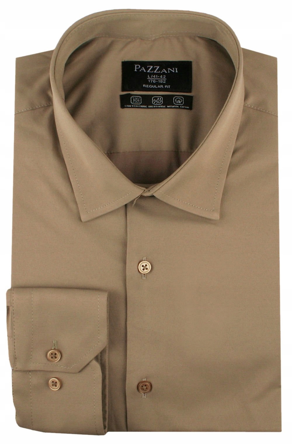 Jednobarevná bavlněná košile s rovným střihem hnědá 48/182-188