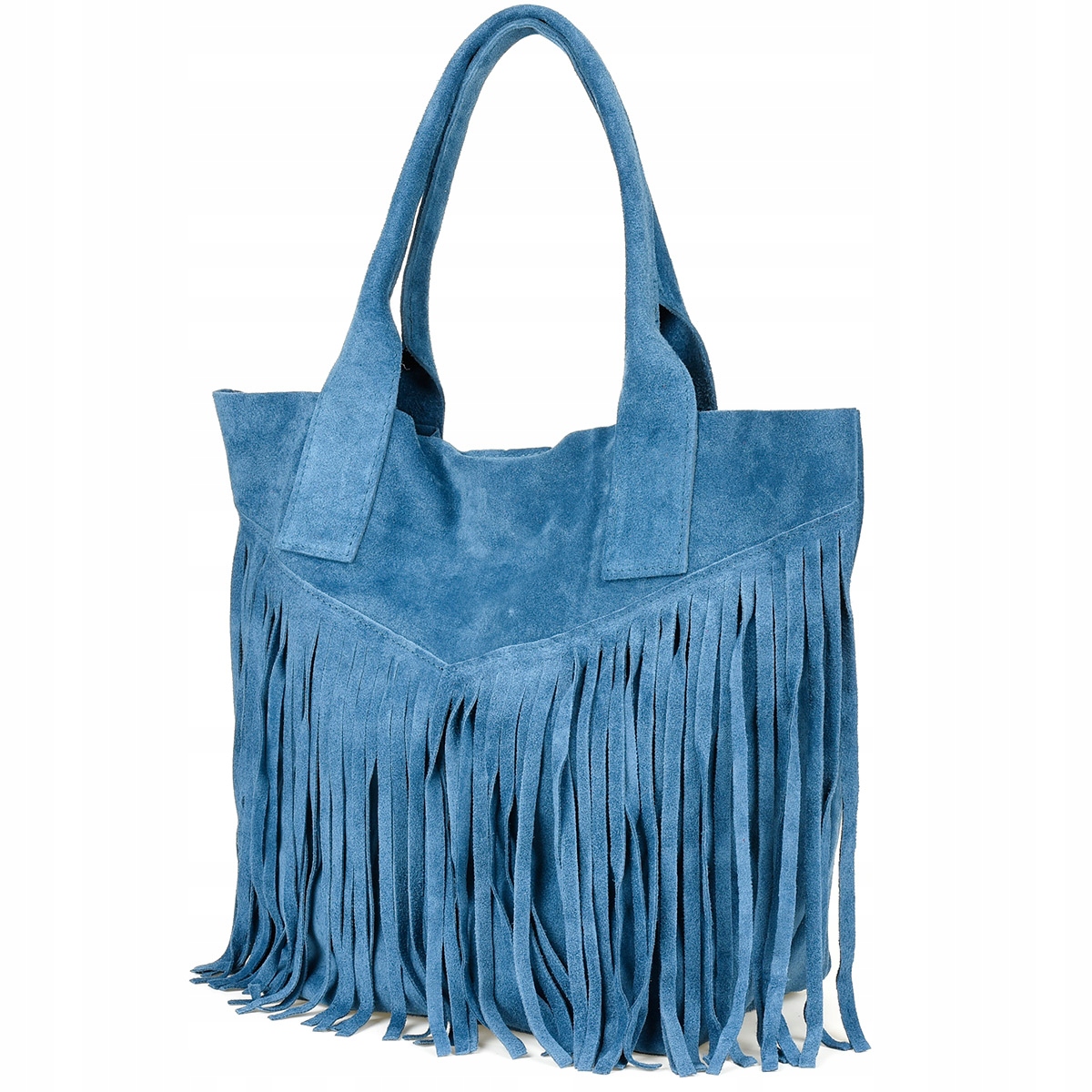 Dámská kožená semišová kabelka A4 s italskou střapcem shopperka, semišová kůže