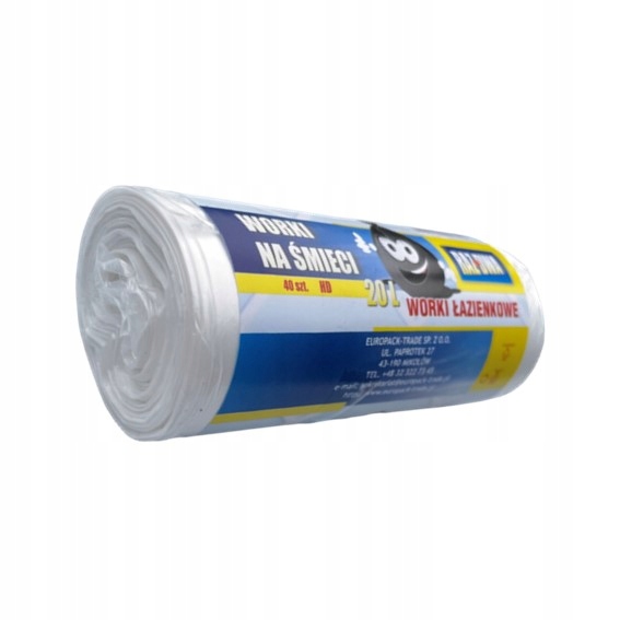 

Worki na śmieci 20l łazienkowe 40 szt. Hdpe białe