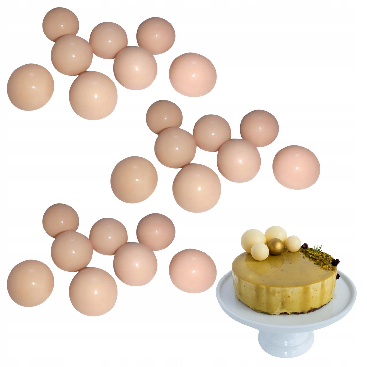 Mini Kule Czekoladowe Beżowe 60 Szt 3 CM Dekoracje Na Tort