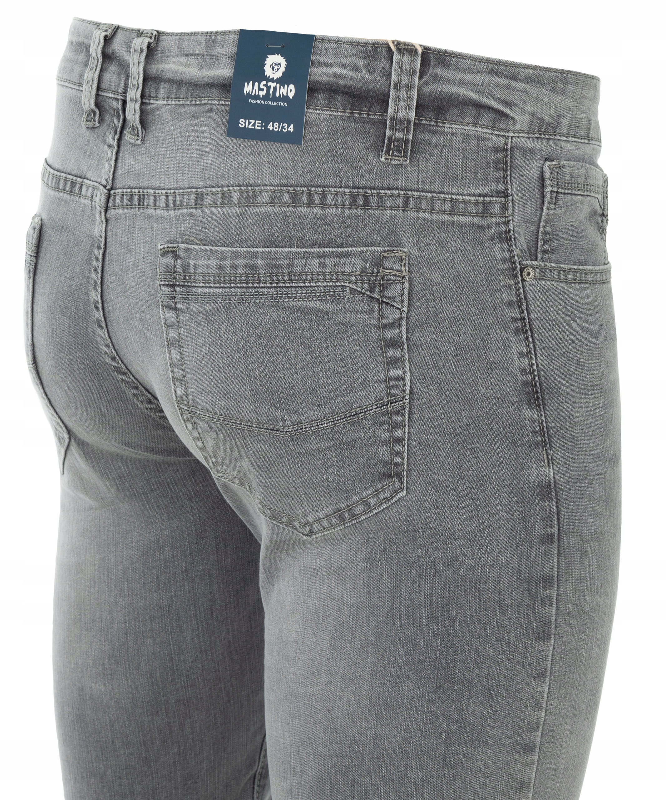 Spodnie jeansy szare ELASTYCZNE DŻINSY PROSTE W48 Zapięcie zamek