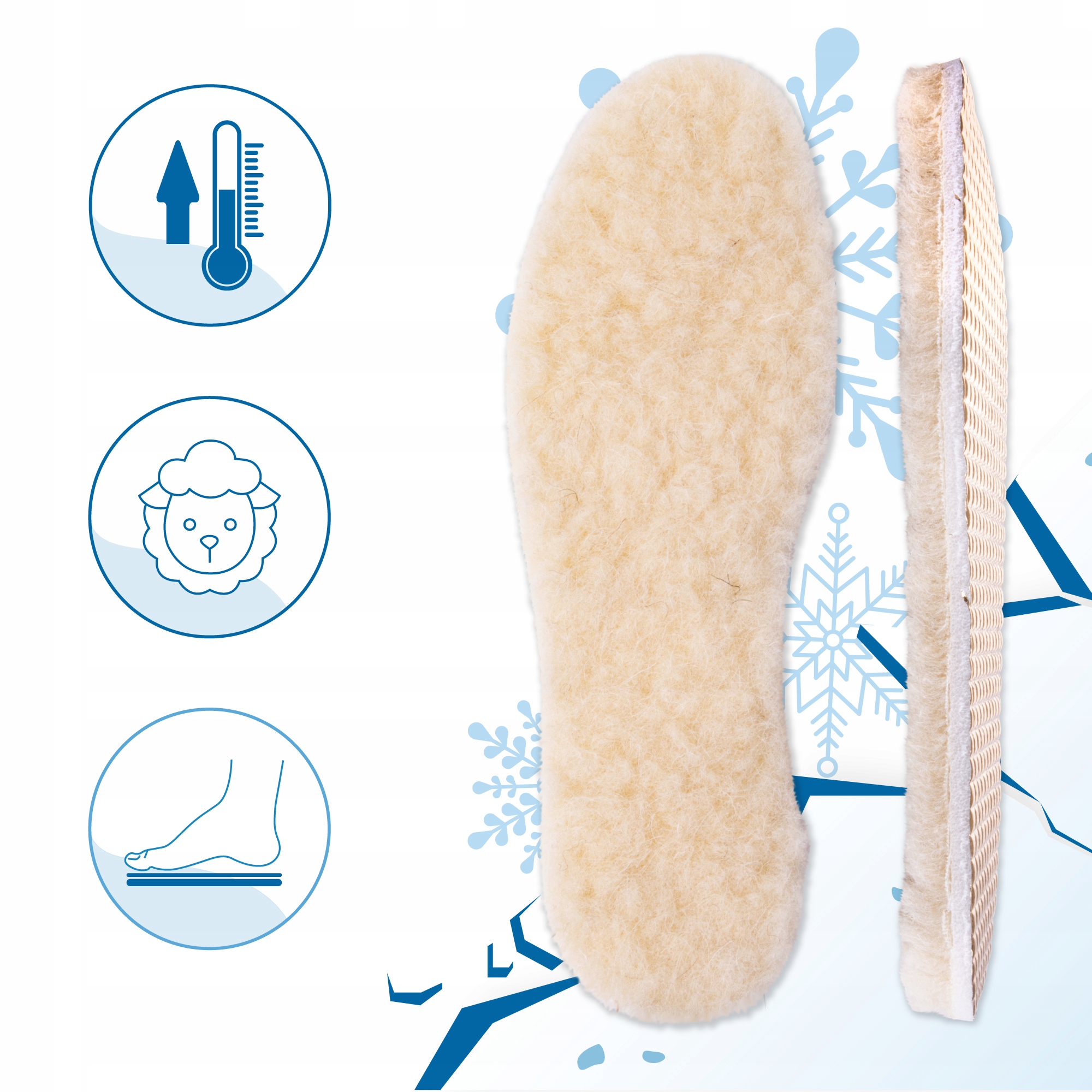 Wkładki do butów wełniane z folią aluminiową na zimę w góry termiczne 47 Stan opakowania oryginalne