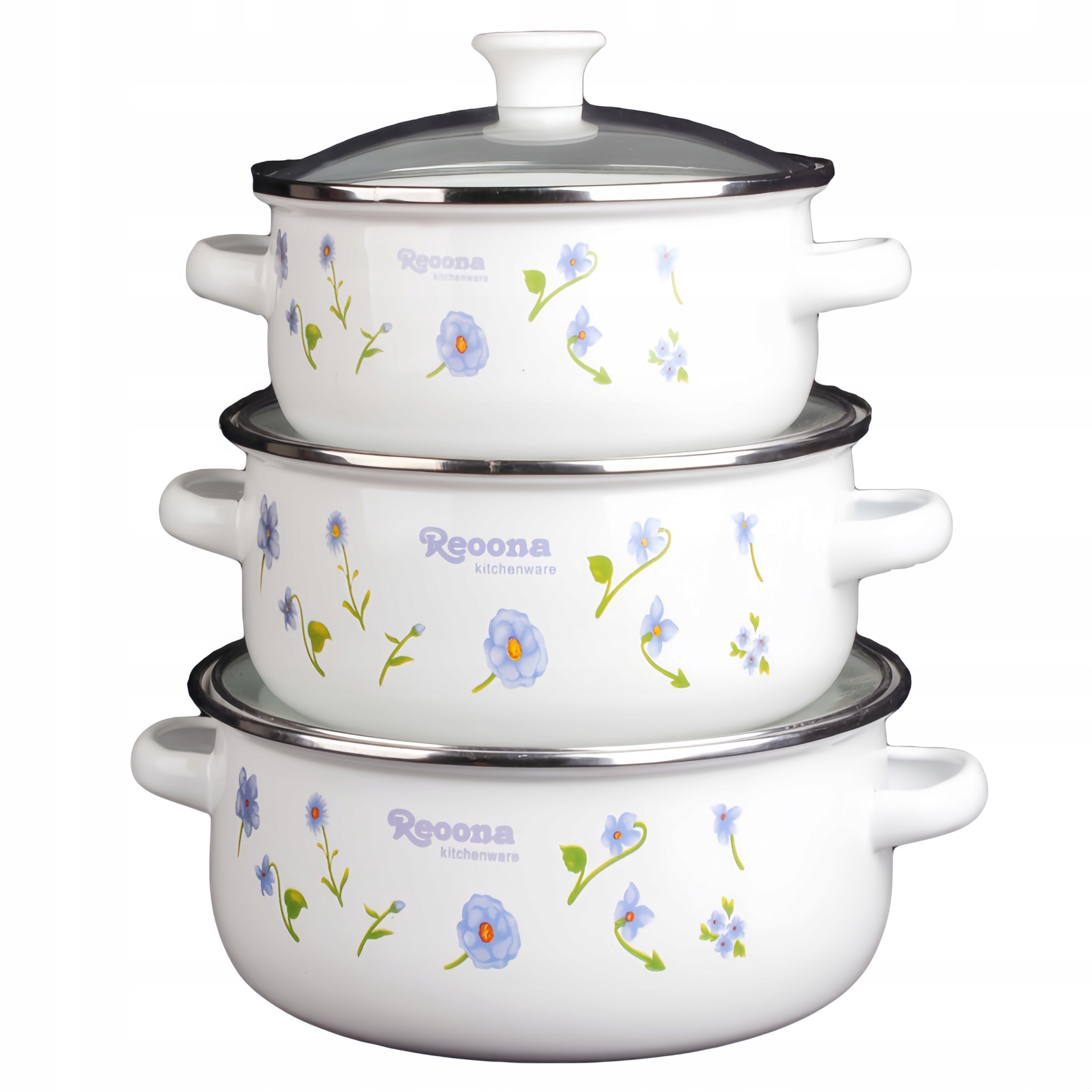 ZESTAW 3 garnków emaliowanych