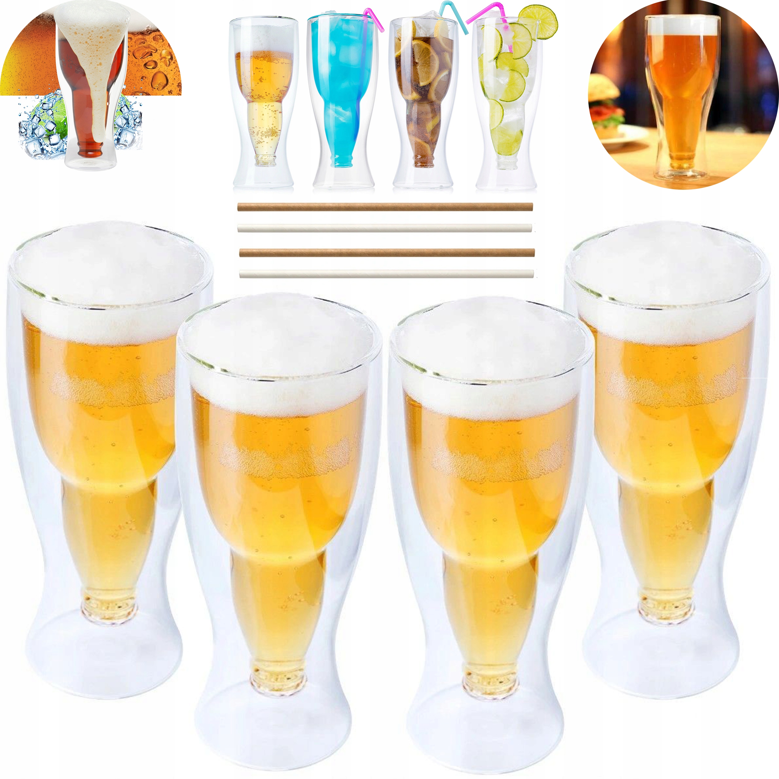 

4 x Szklanka Termiczna Kufel Do Piwa Napojow 500ml