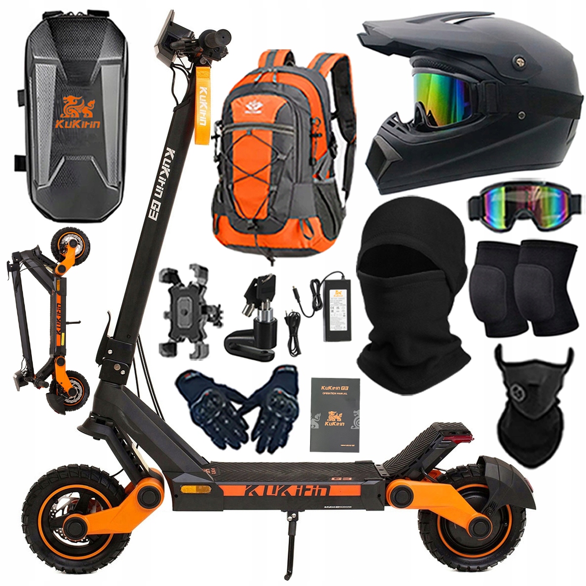 KuKirin G3 Składany Pojazd elektryczny dla dorosłyc 1200W 50km/h PL+Prezent