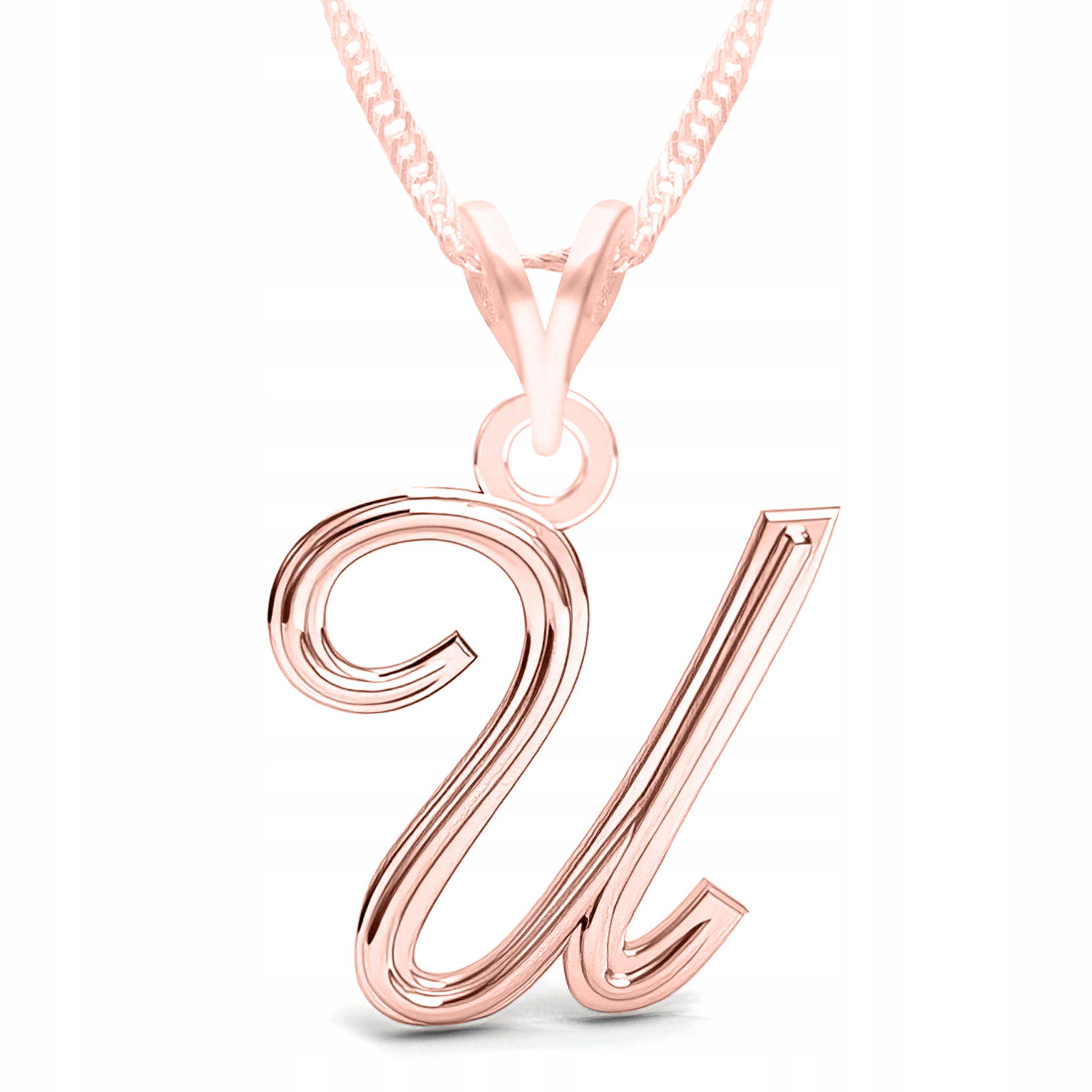 Pozlacený náhrdelník s písmenem U, iniciála, 18K zlato, jako Dárek, Stříbro 925