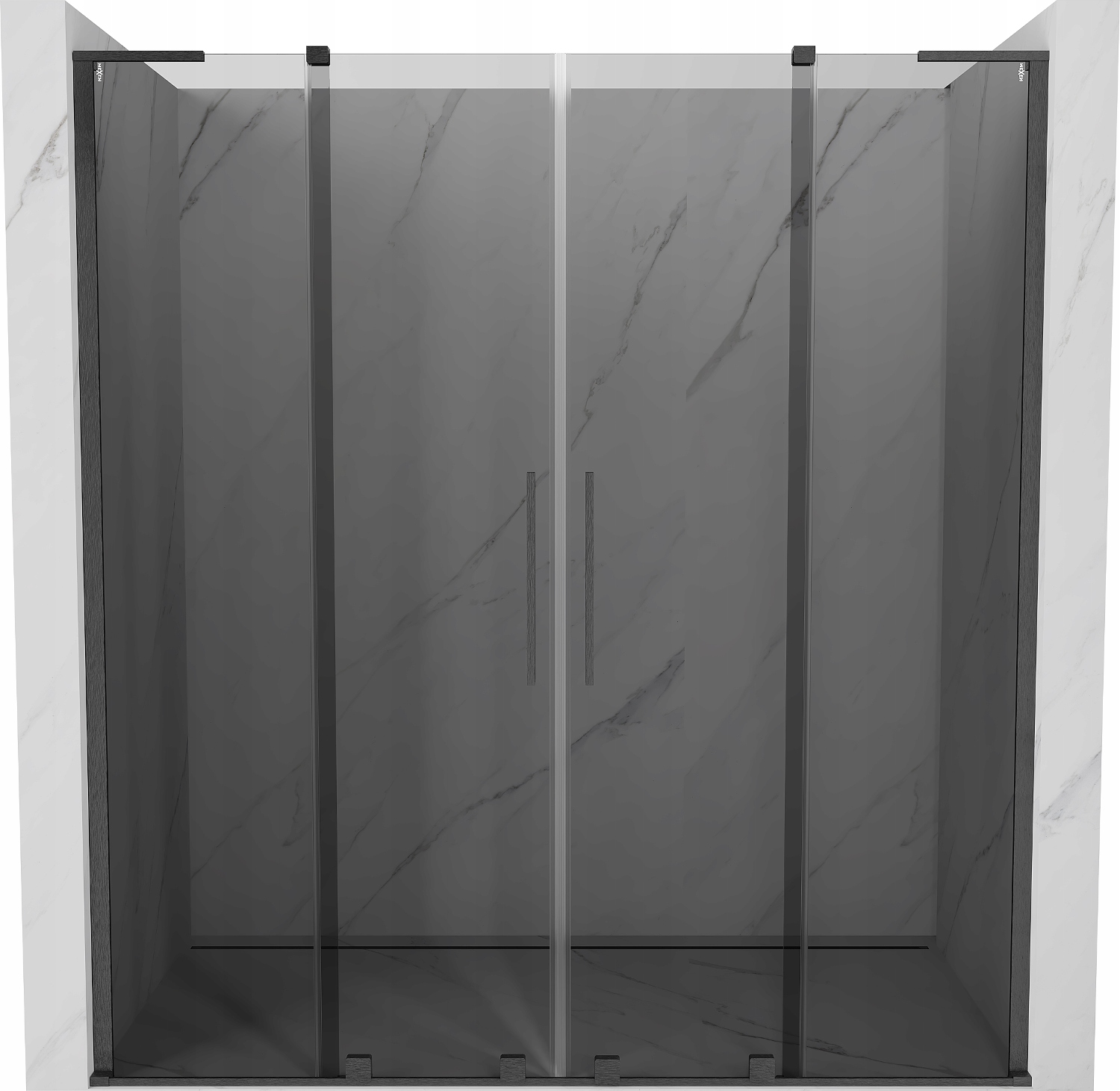 Mexen Velar L Duo 200 cm sprchové dveře, grafit, gun gray, posuvné